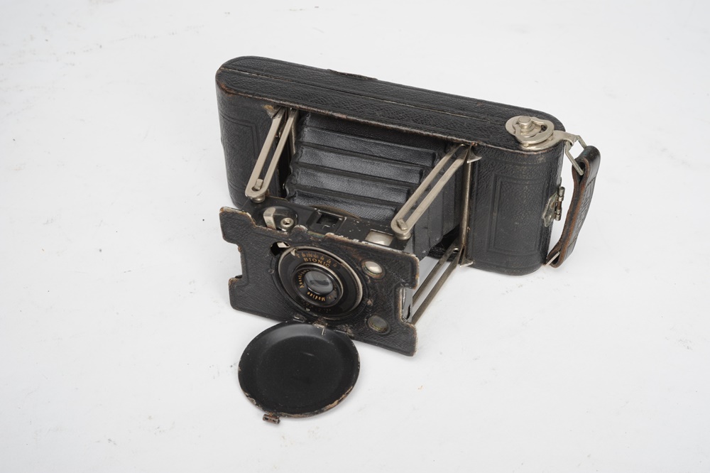 Four Vintage Folding Bed Cameras By Kodak & Ansco