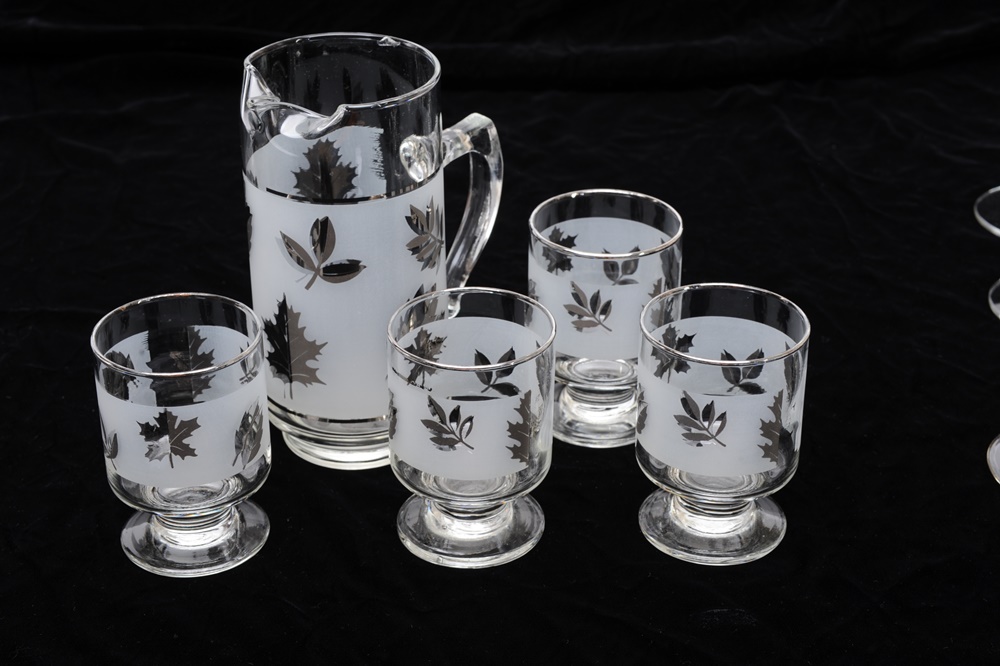 Vintage Etched Glassware & Libbey "Silver Foliage" Glassware