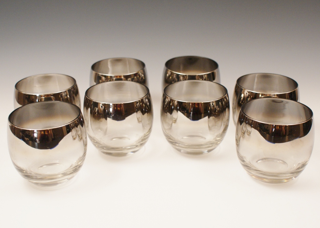 Set of Eight Silver Fade Rocks Glasses