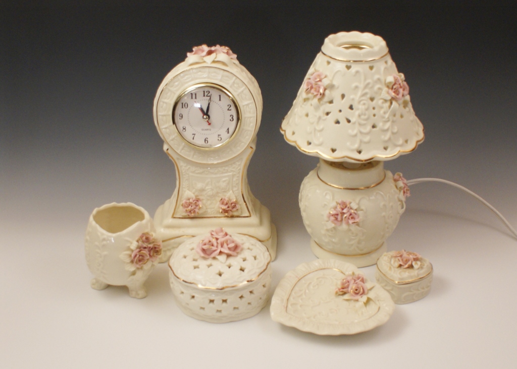 Rose Pattern Pottery Decor Grouping