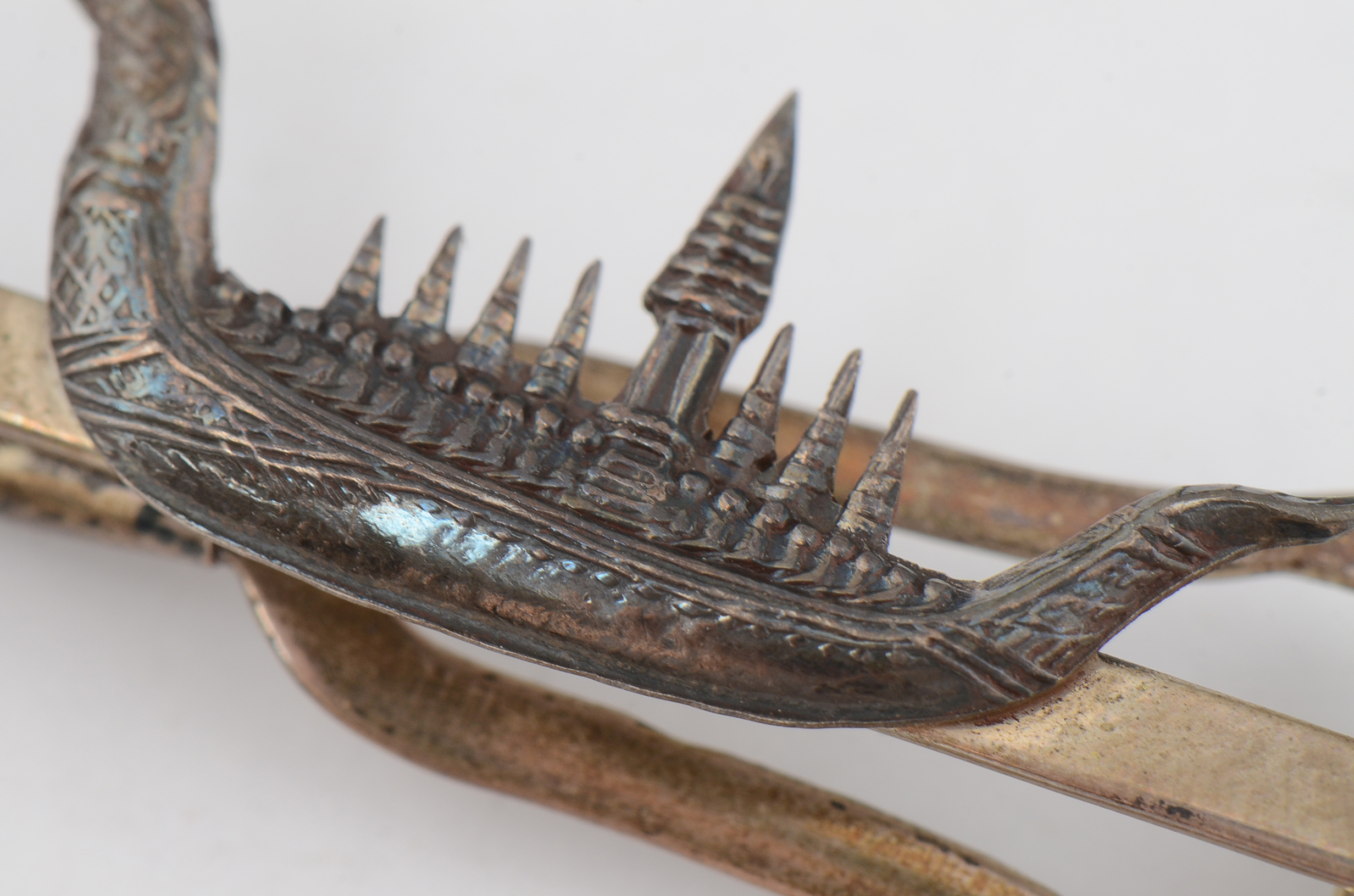 Vintage Sterling Siam Nielloware Tie Clips