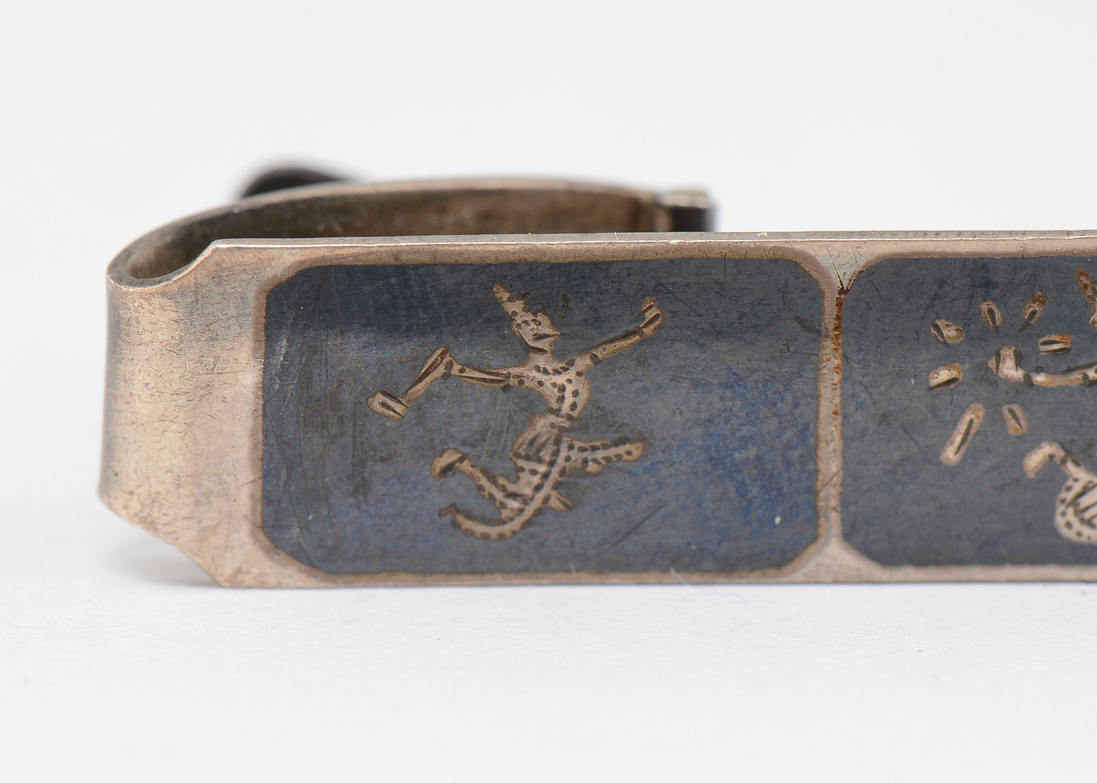 Vintage Sterling Siam Nielloware Tie Clips