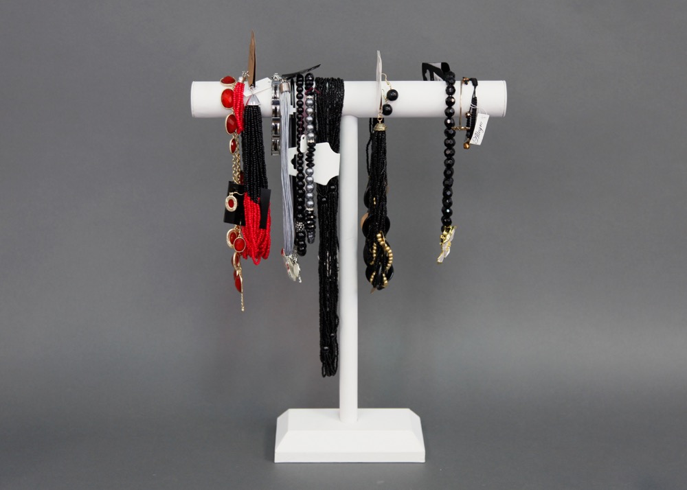 Jewelry Tower With Reds and Blacks