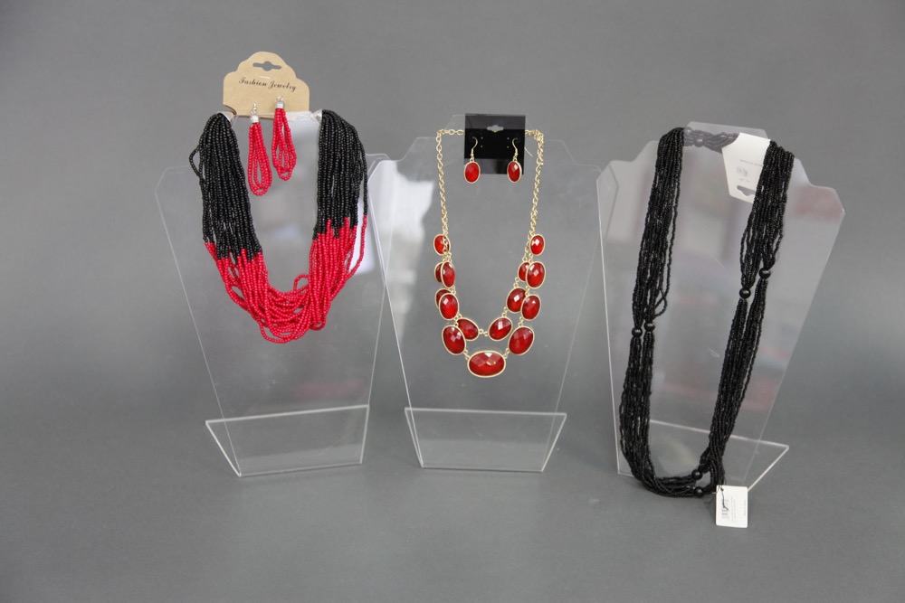 Jewelry Tower With Reds and Blacks