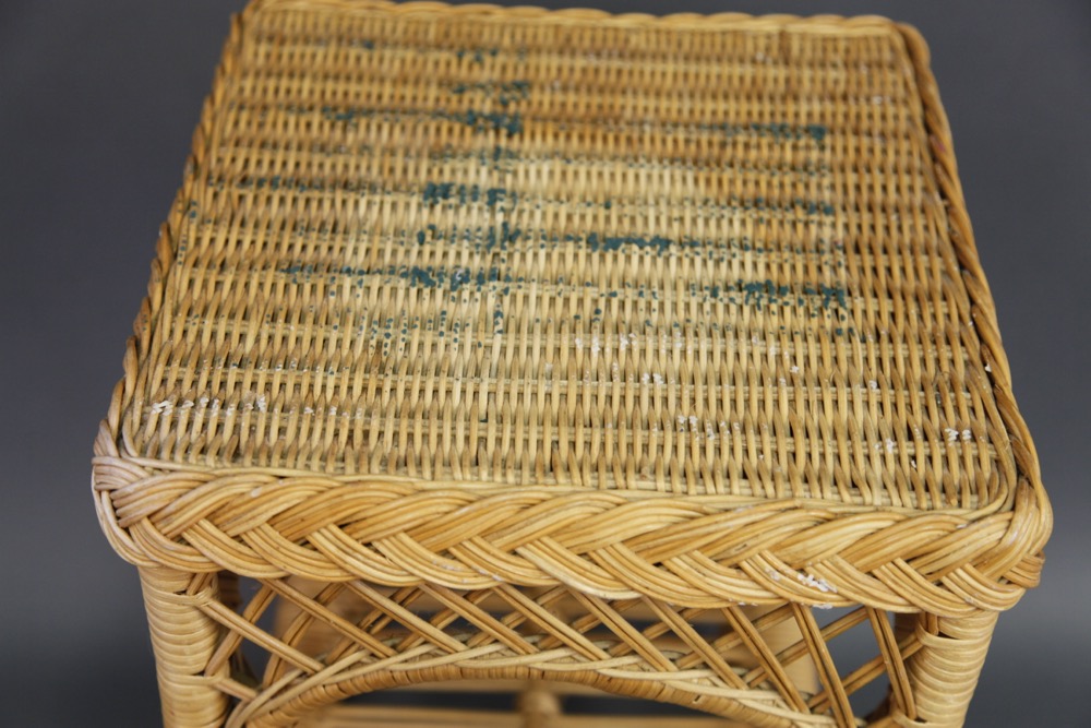 Metal Towel Rack and Wicker Stand