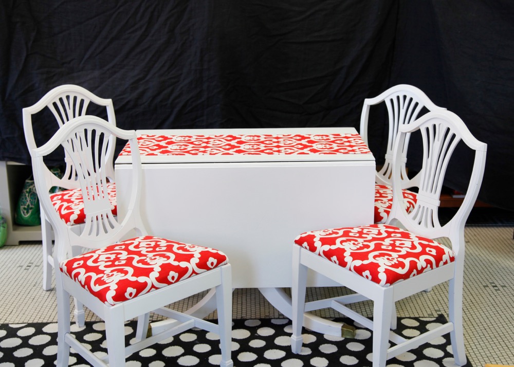 Painted Duncan Phyfe Table and Chair Set