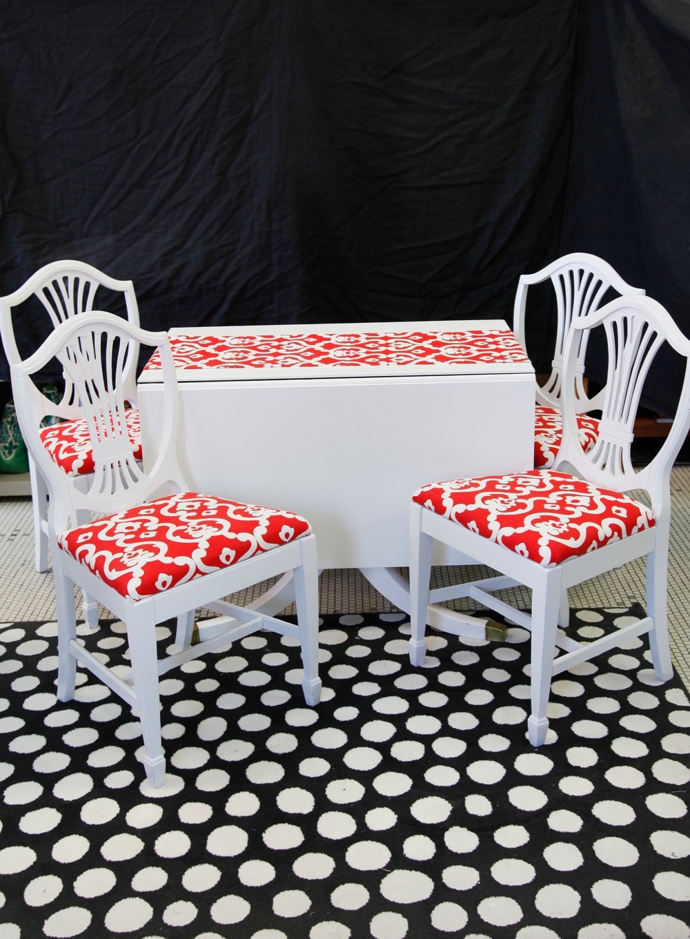Painted Duncan Phyfe Table and Chair Set