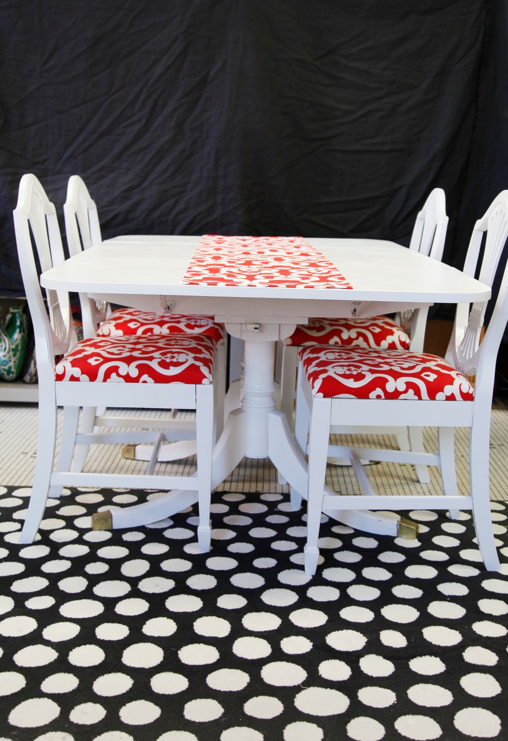 Painted Duncan Phyfe Table and Chair Set