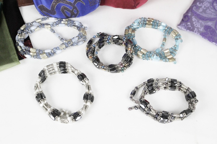 Oak Jewelry Chest, Eight Magnetic Necklaces and Jewelry Storage