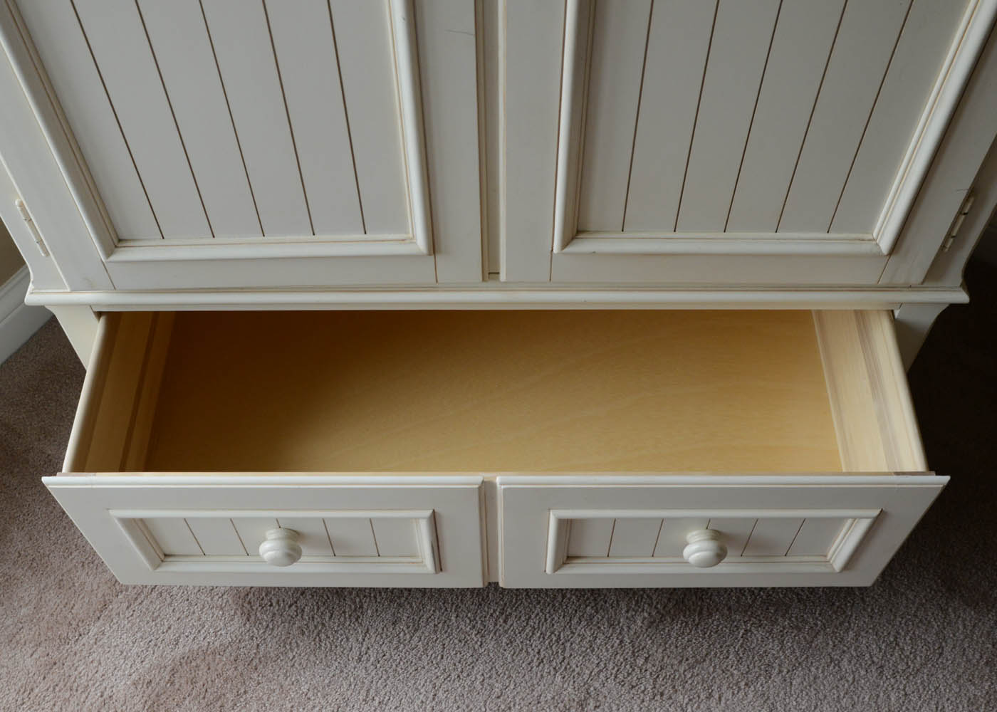 Ethan Allen Antique White Paneled Wardrobe