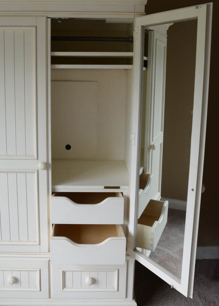 Ethan Allen Antique White Paneled Wardrobe