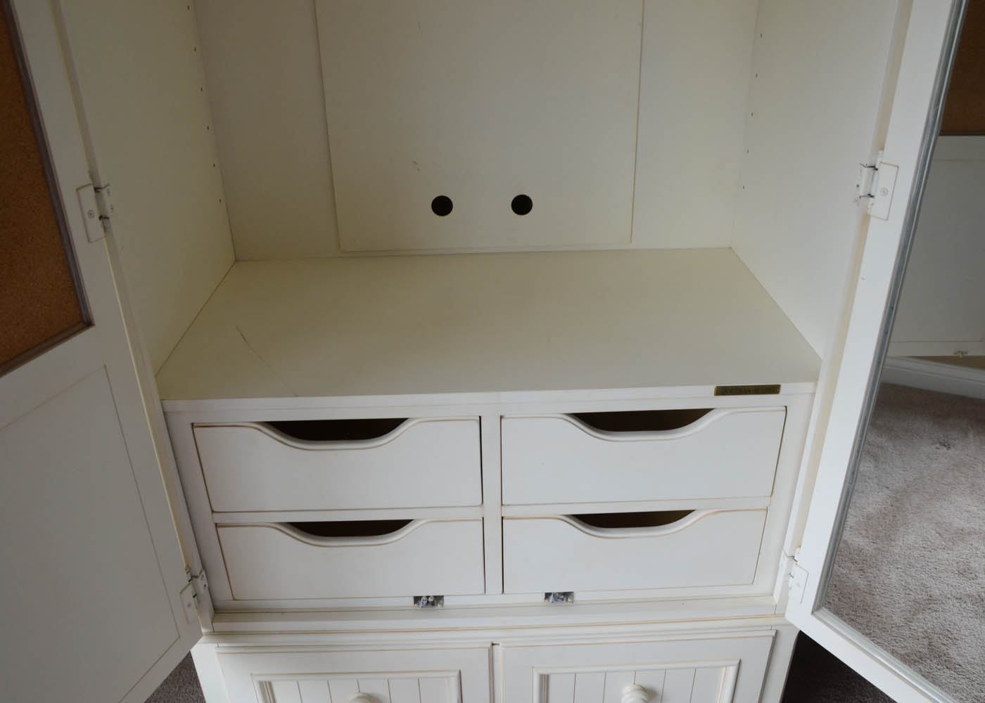 Ethan Allen Antique White Paneled Wardrobe