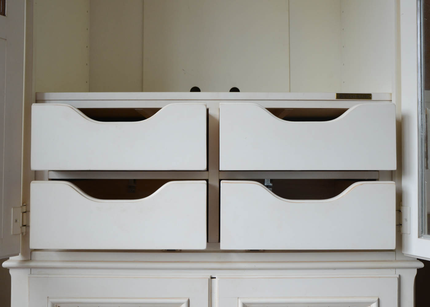 Ethan Allen Antique White Paneled Wardrobe