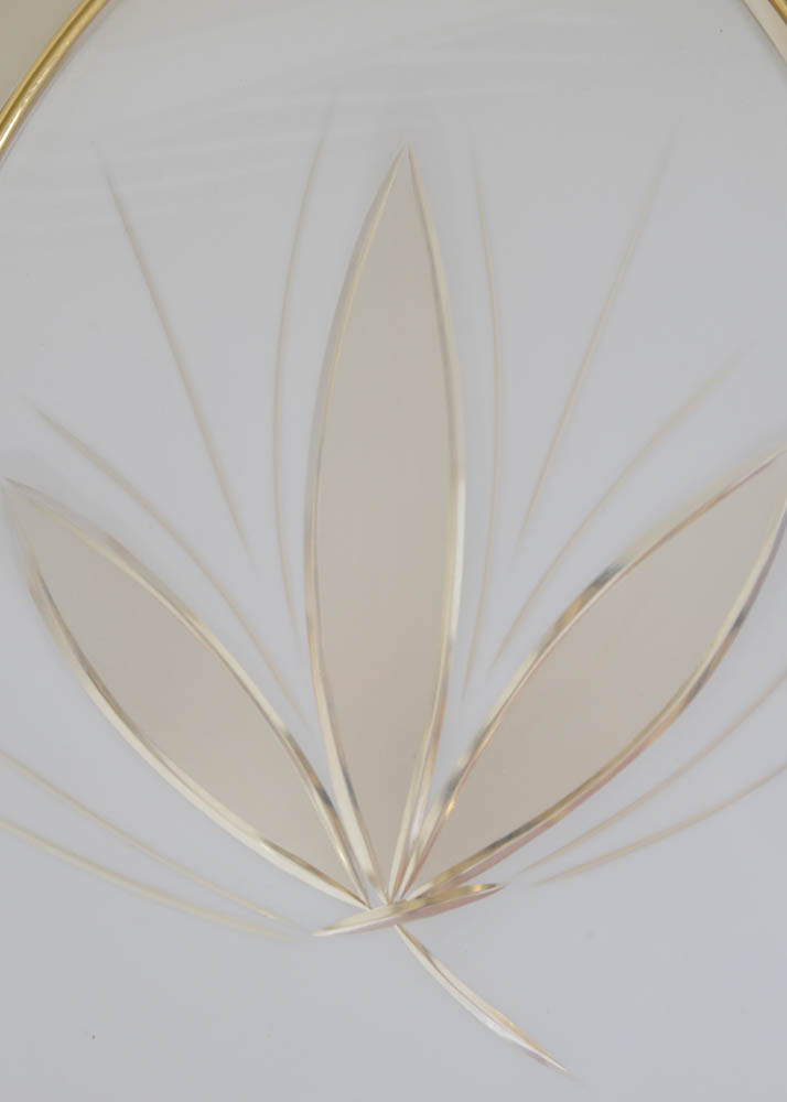 Vintage 80s Brass and Cut Glass Ceiling Light Fixture