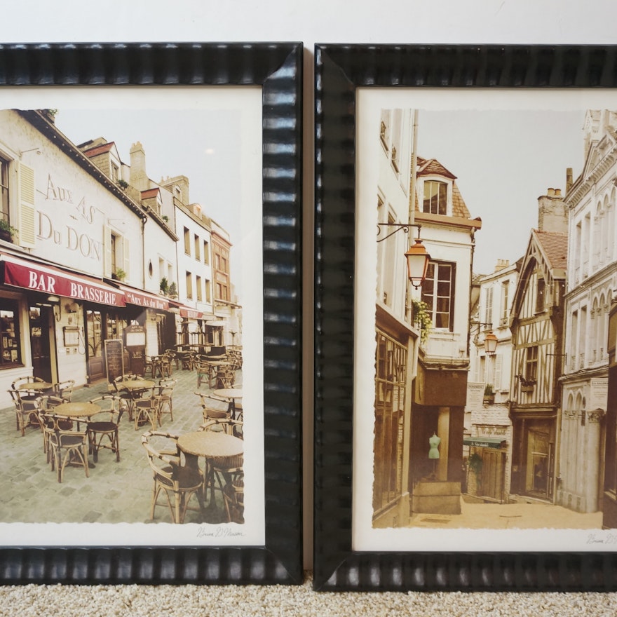 Pair of Framed Photographs of French Streetscapes