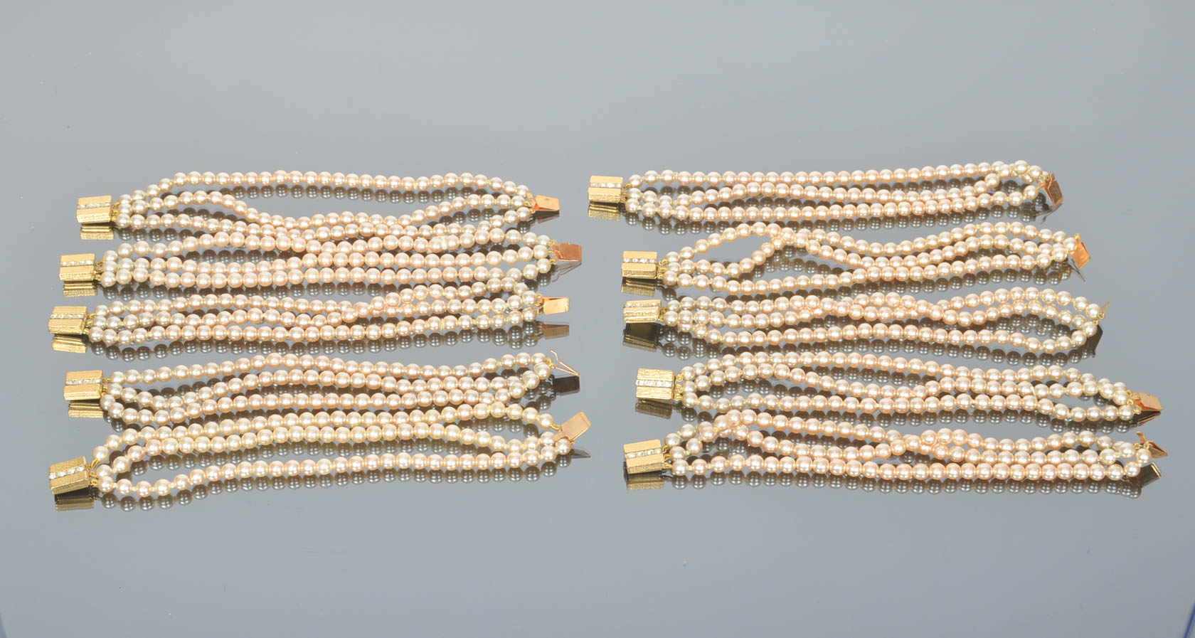 Wedding Set of Vintage Faux Pearl Bracelets