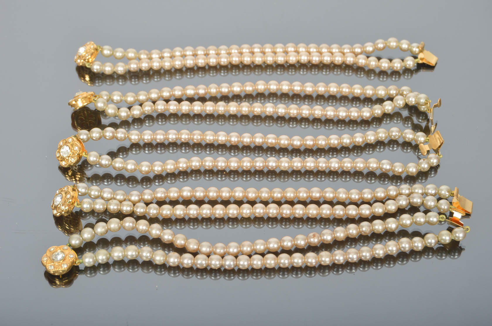 Wedding Set of Vintage Faux Pearl Bracelets