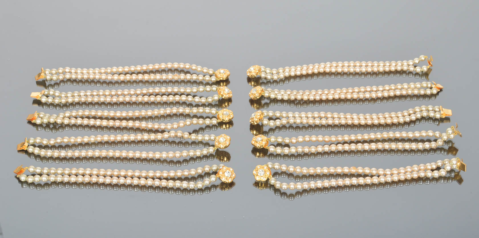Wedding set of Vintage Faux Pearl Bracelets