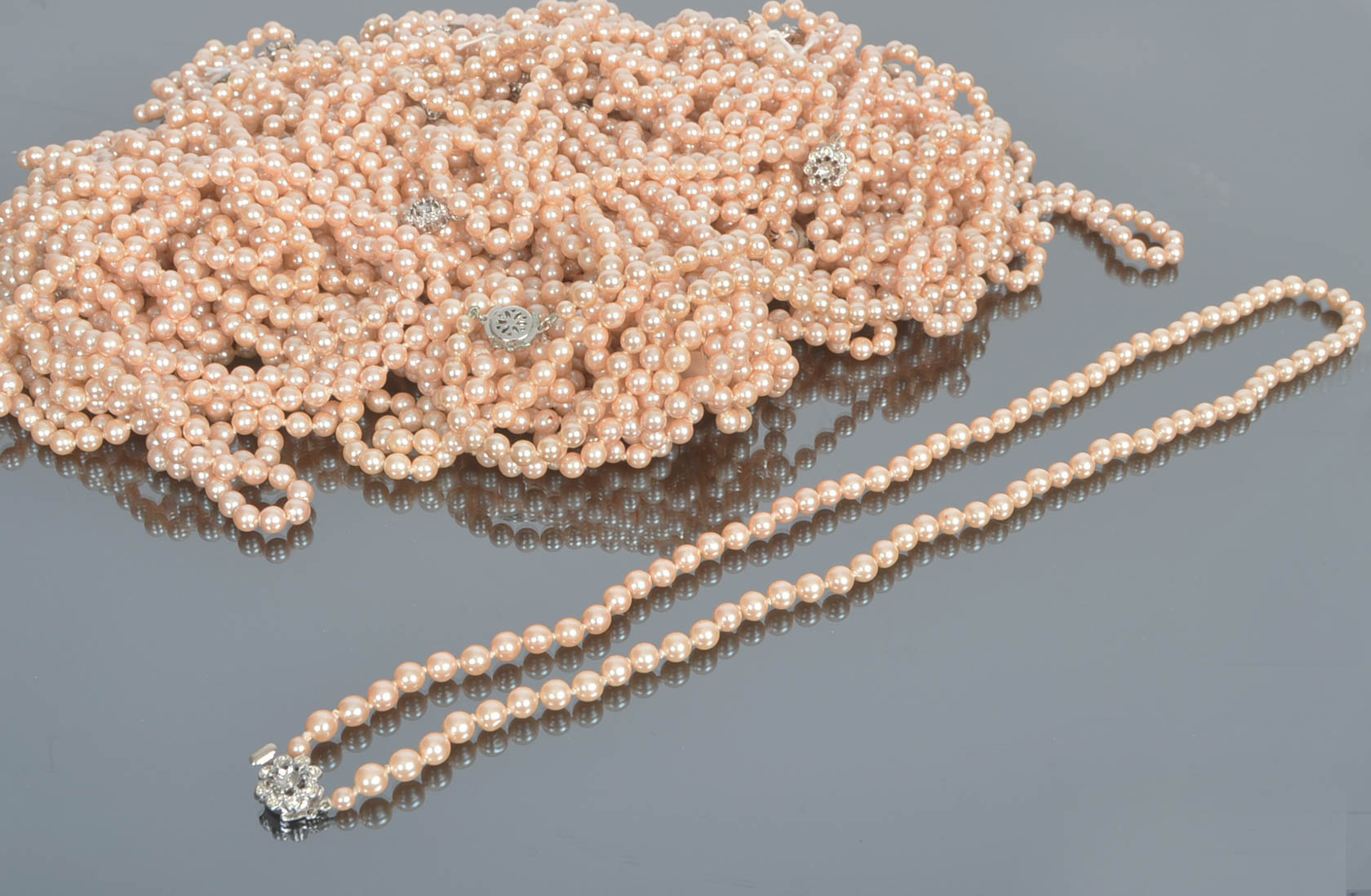 Generous Lot of Imperfect Long Faux Pearl Necklaces