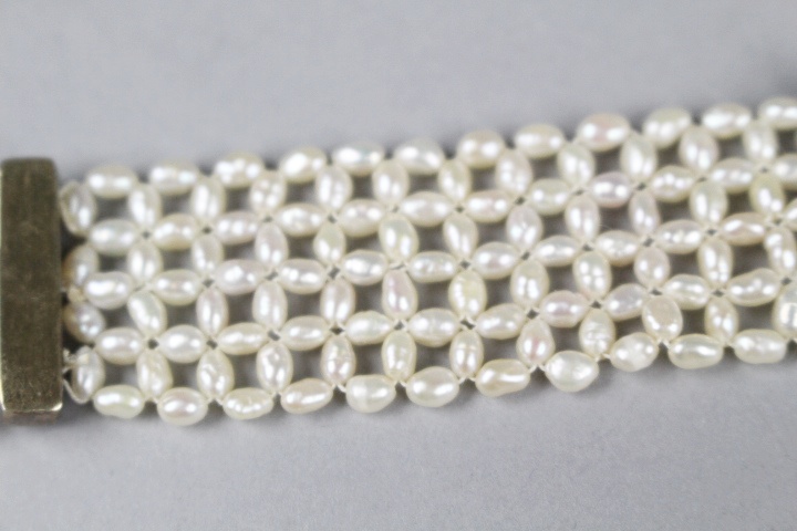 Silver w/ Gold Wash Vintage Bracelet with Freshwater Pearls