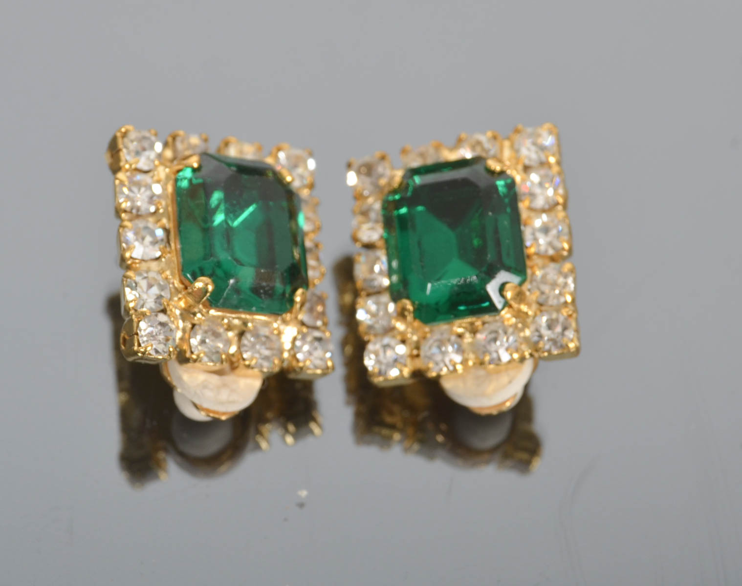 Wholesale Lot of Vintage Faux Emerald Earrings
