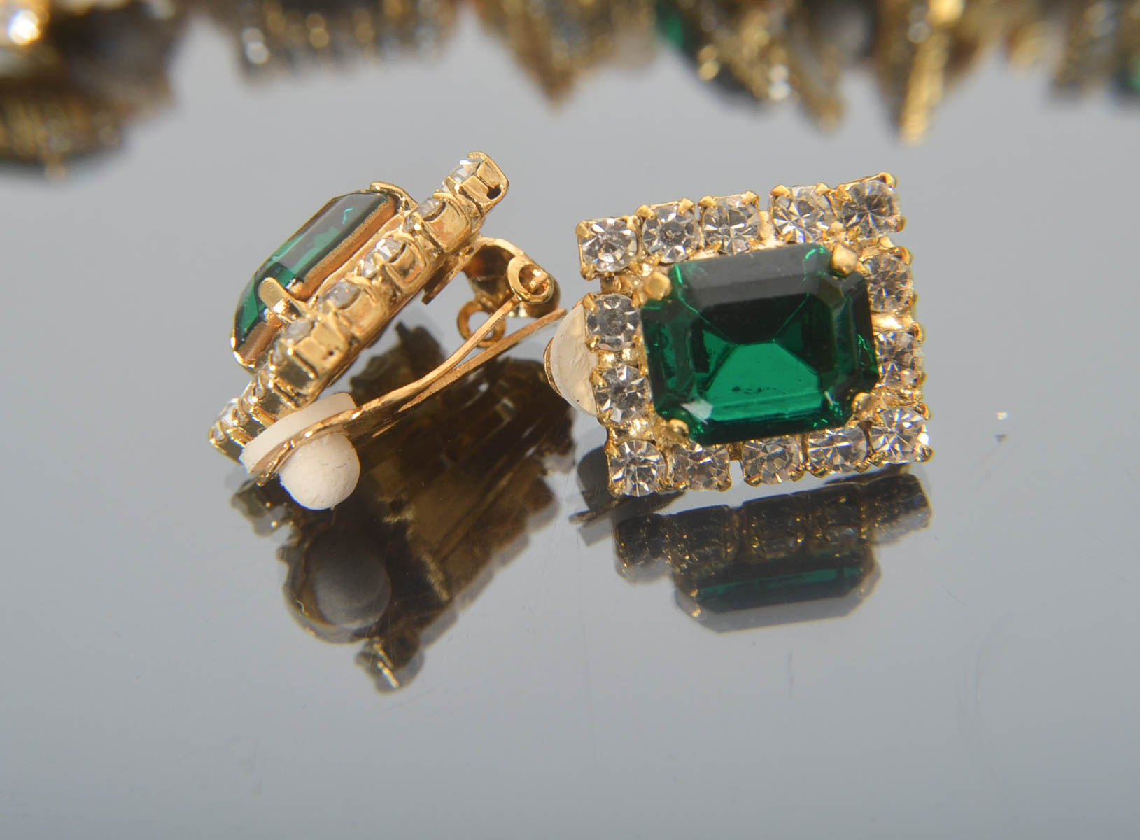 Wholesale Lot of Vintage Faux Emerald Earrings