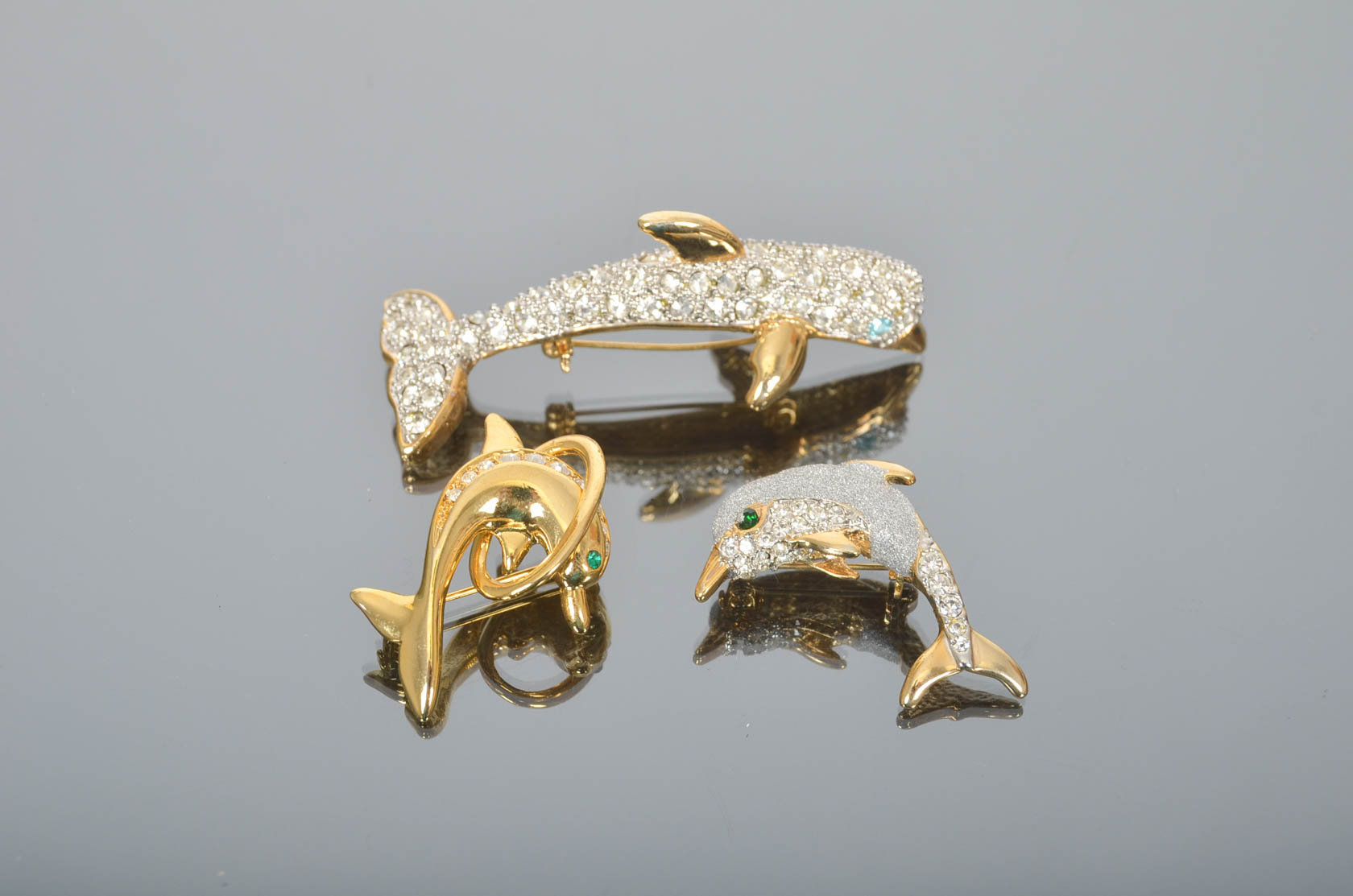 Trio of Vintage Dolphin Brooches