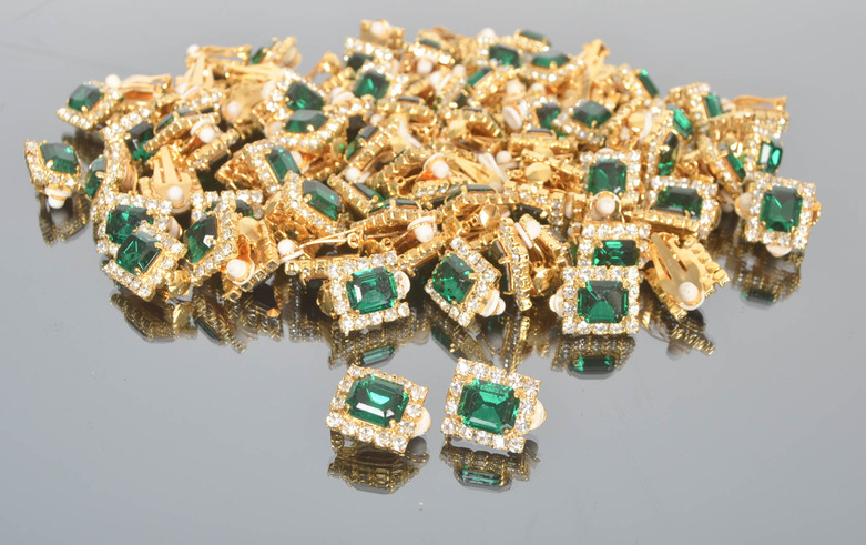 Wholesale Lot of Vintage Faux Emerald Earrings