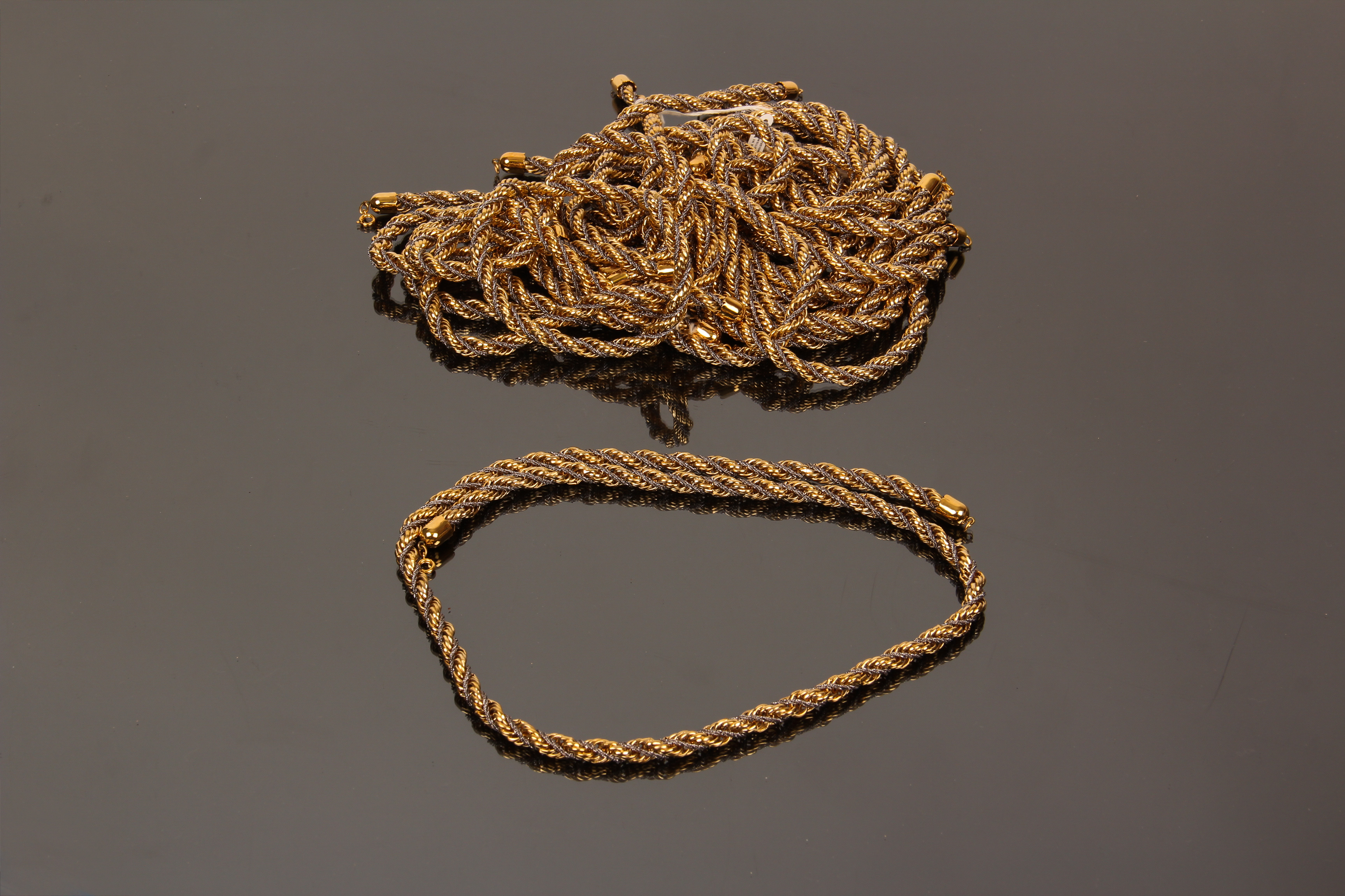 Gift Lot of Vintage Gold and Silver Toned Rope Necklaces