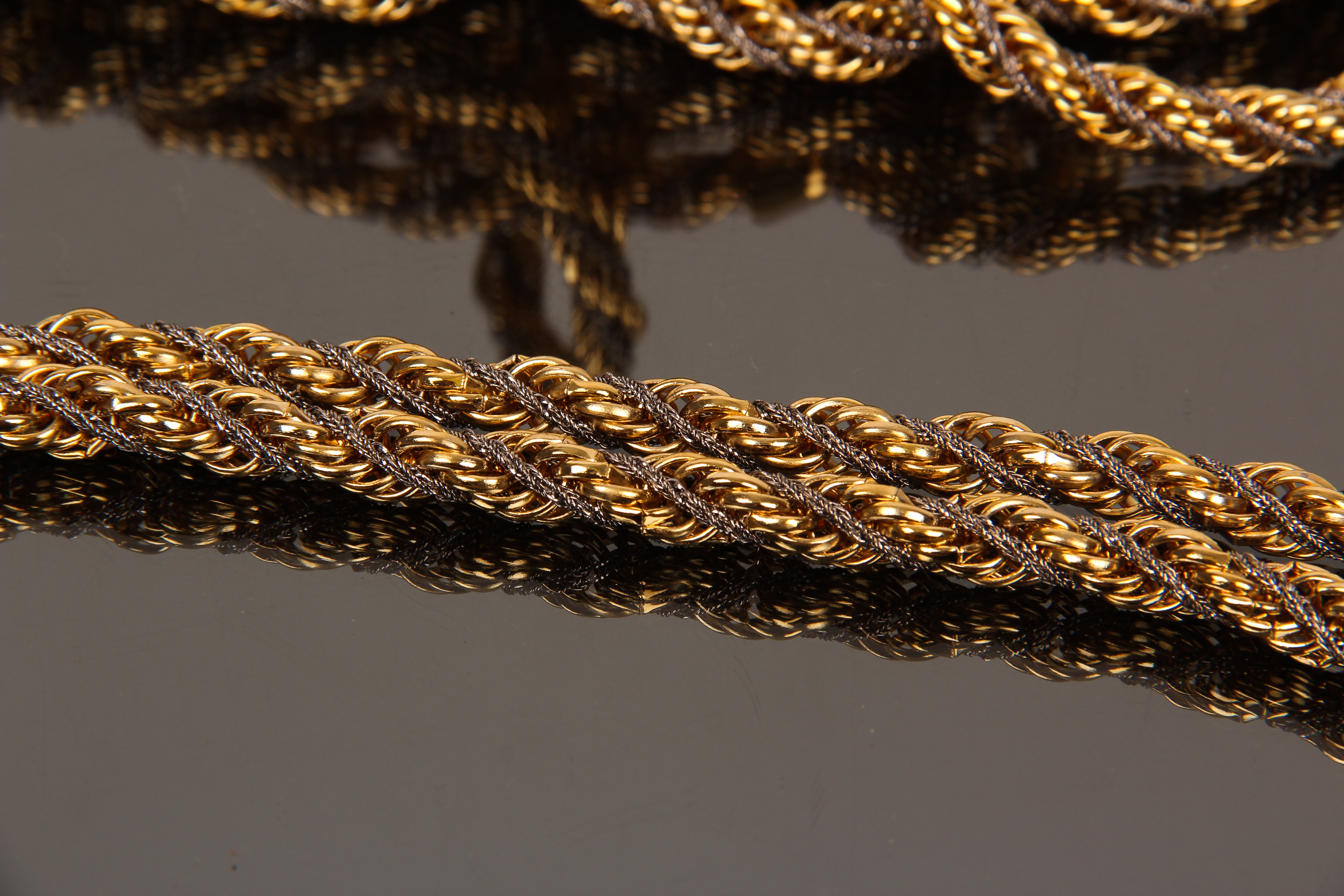 Gift Lot of Vintage Gold and Silver Toned Rope Necklaces
