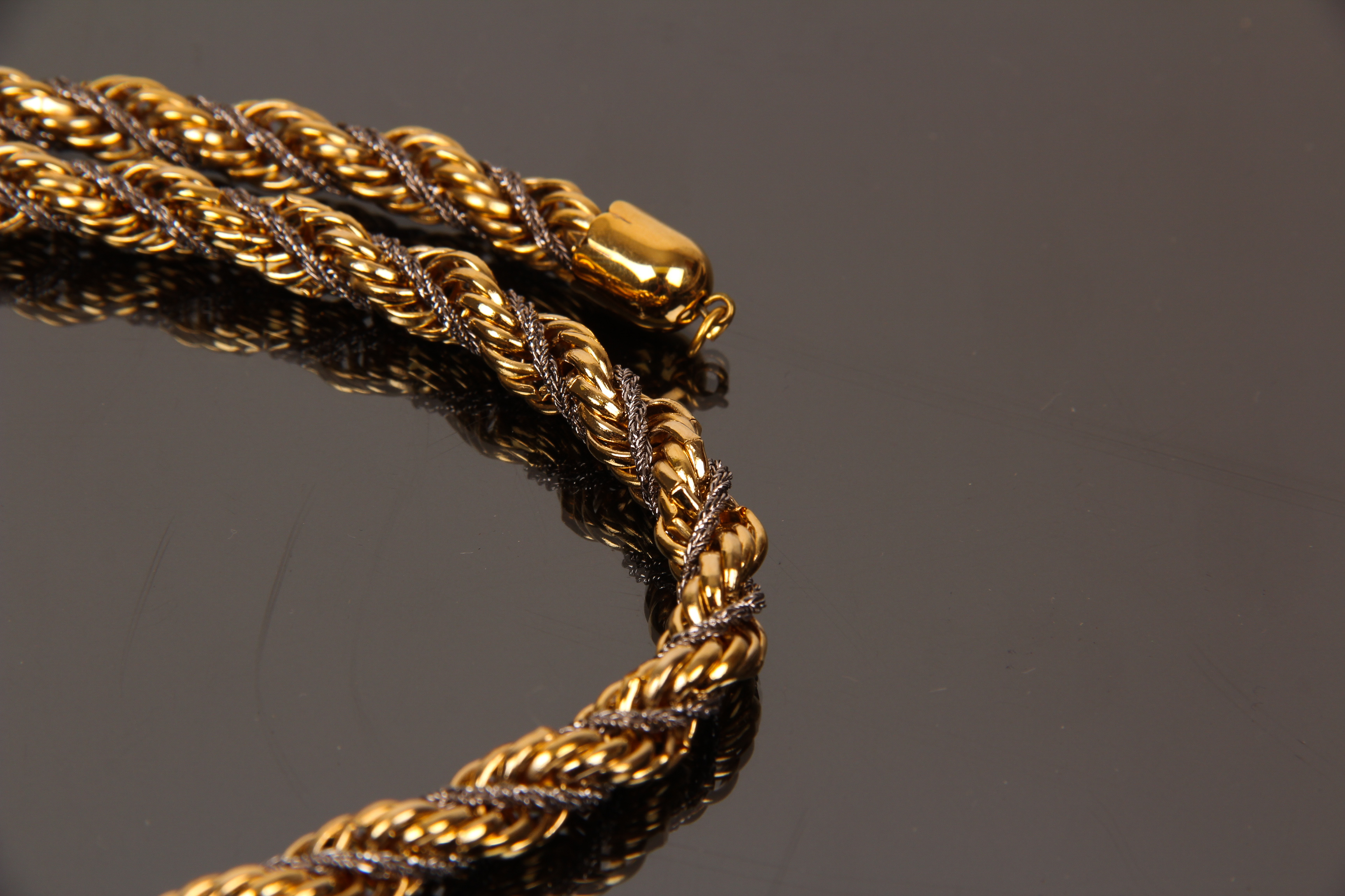 Gift Lot of Vintage Gold and Silver Toned Rope Necklaces