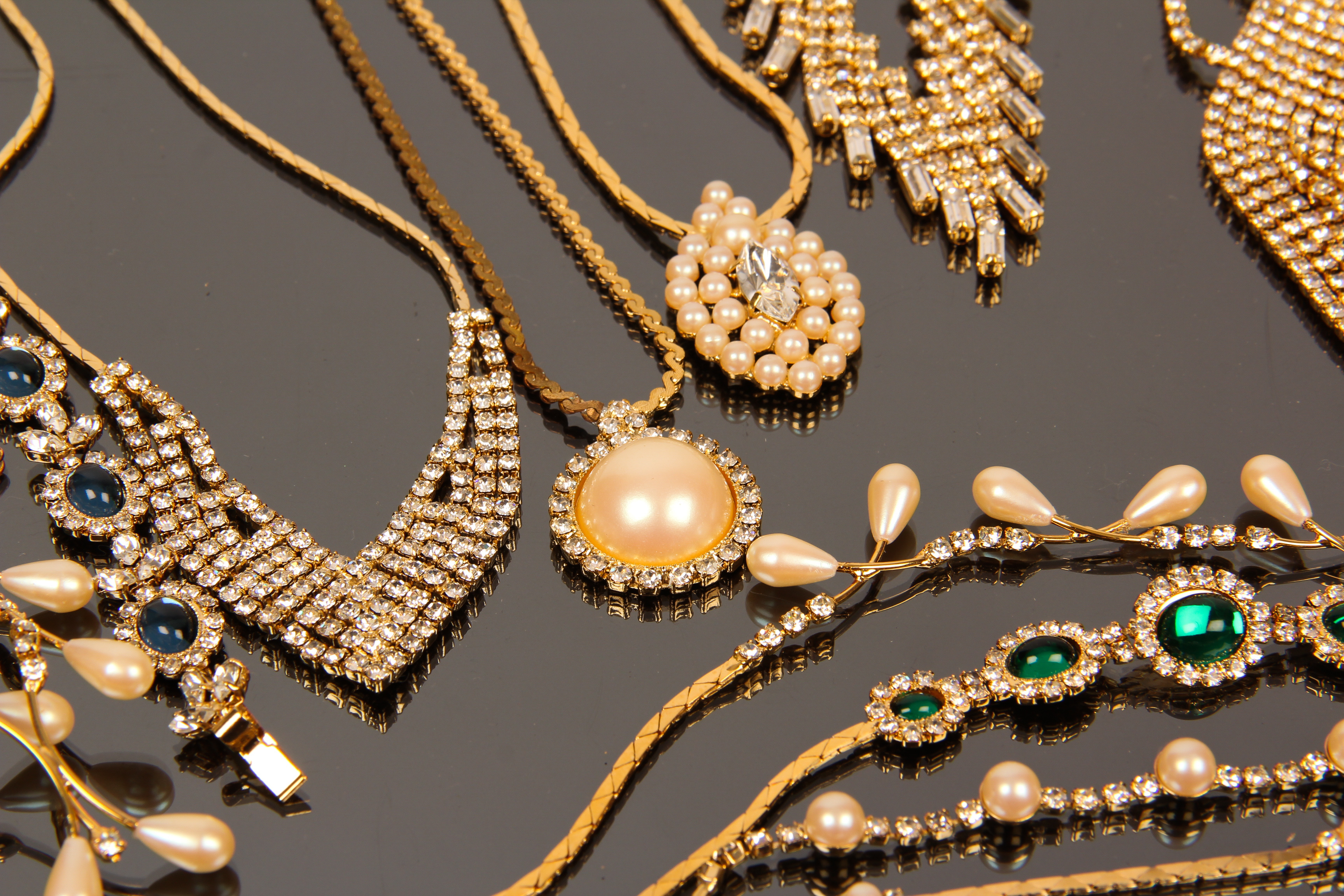 Collection of Vintage Gold Toned Fashion Necklaces