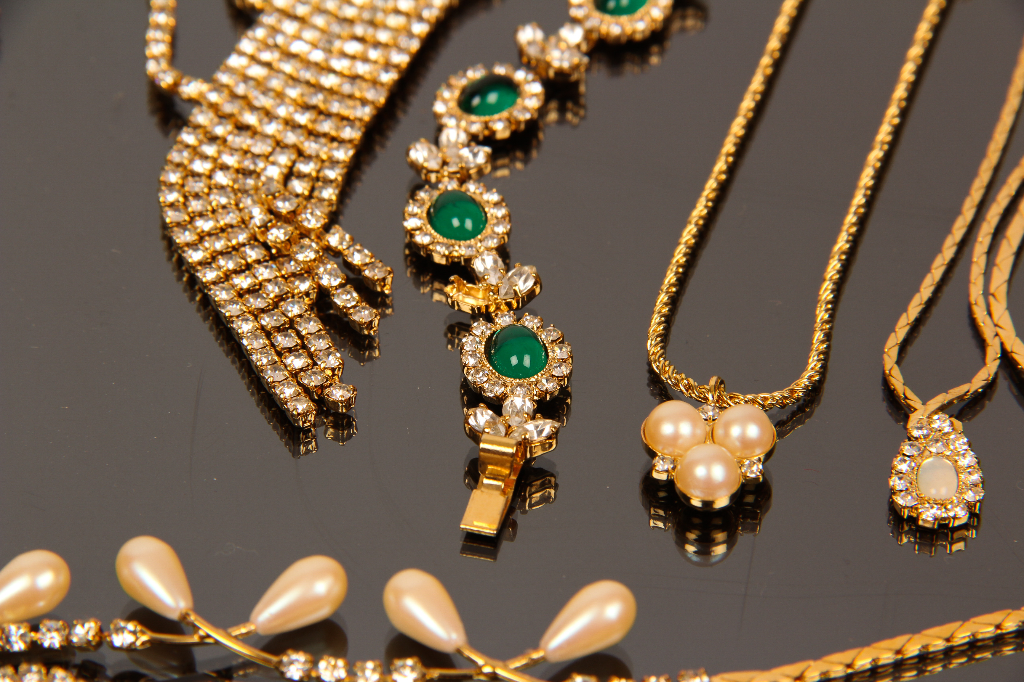 Collection of Vintage Gold Toned Fashion Necklaces