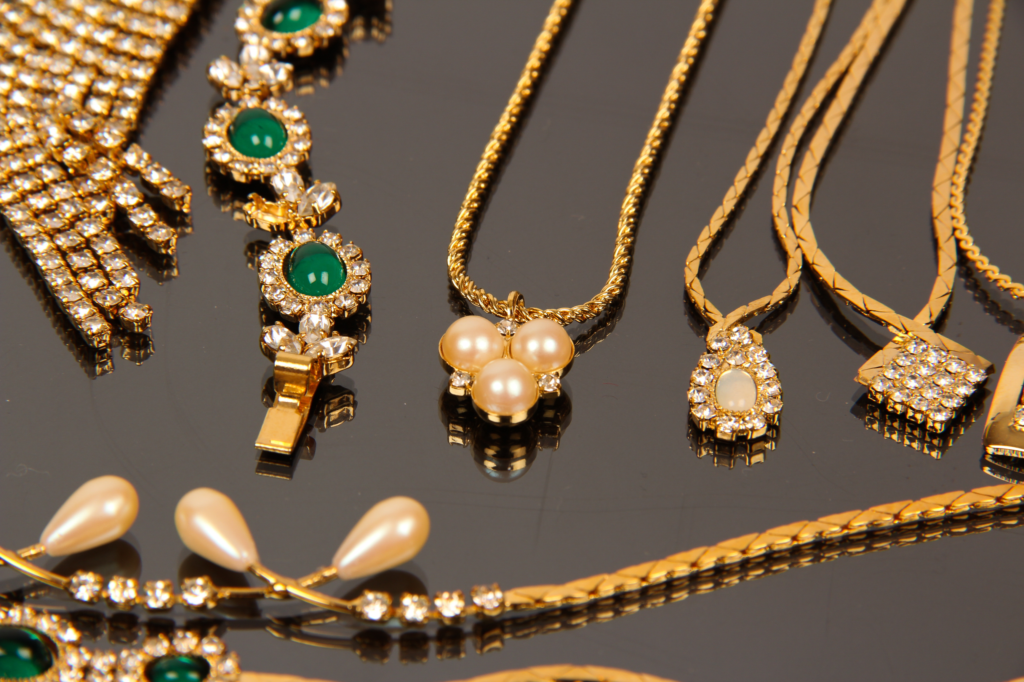 Collection of Vintage Gold Toned Fashion Necklaces