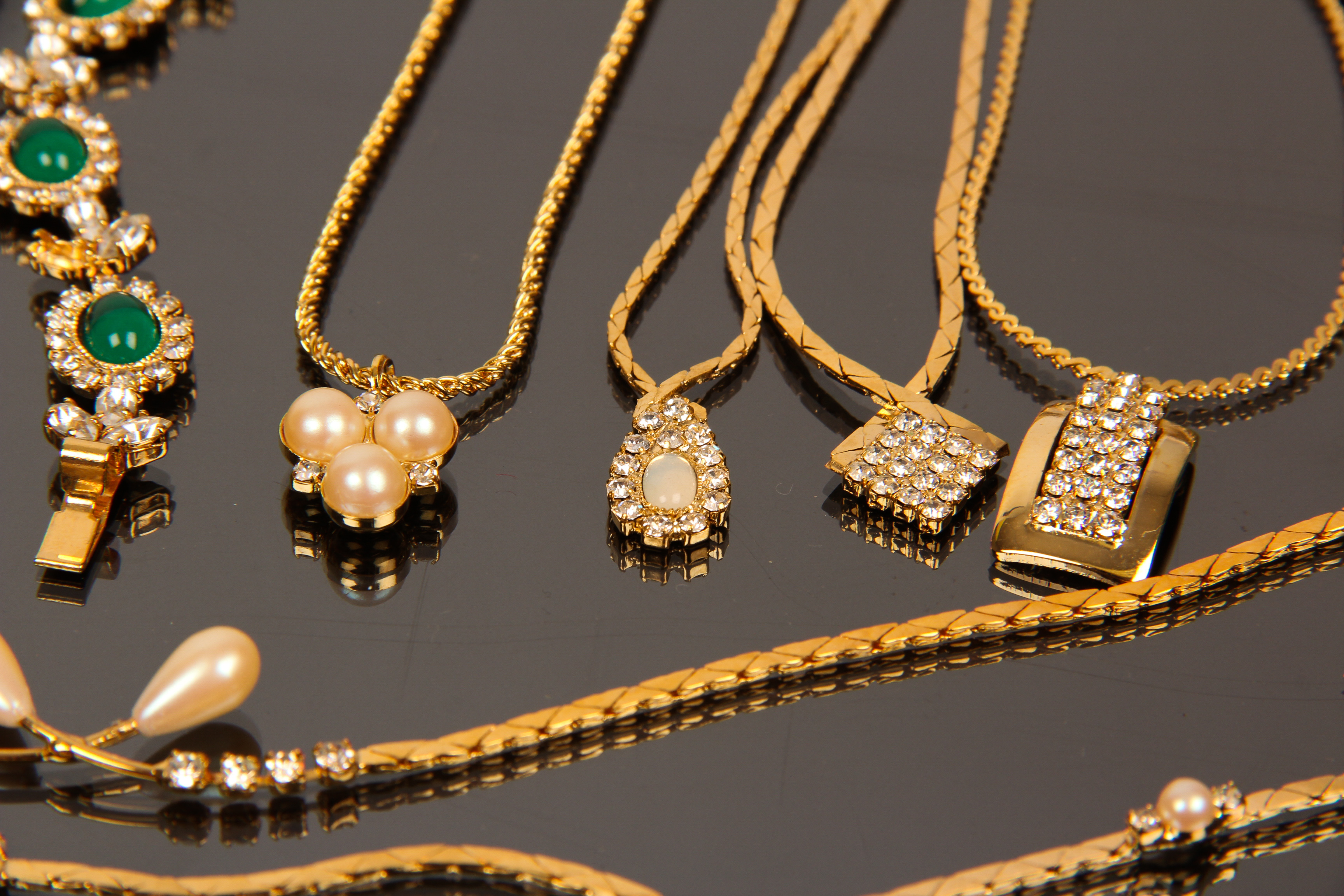 Collection of Vintage Gold Toned Fashion Necklaces