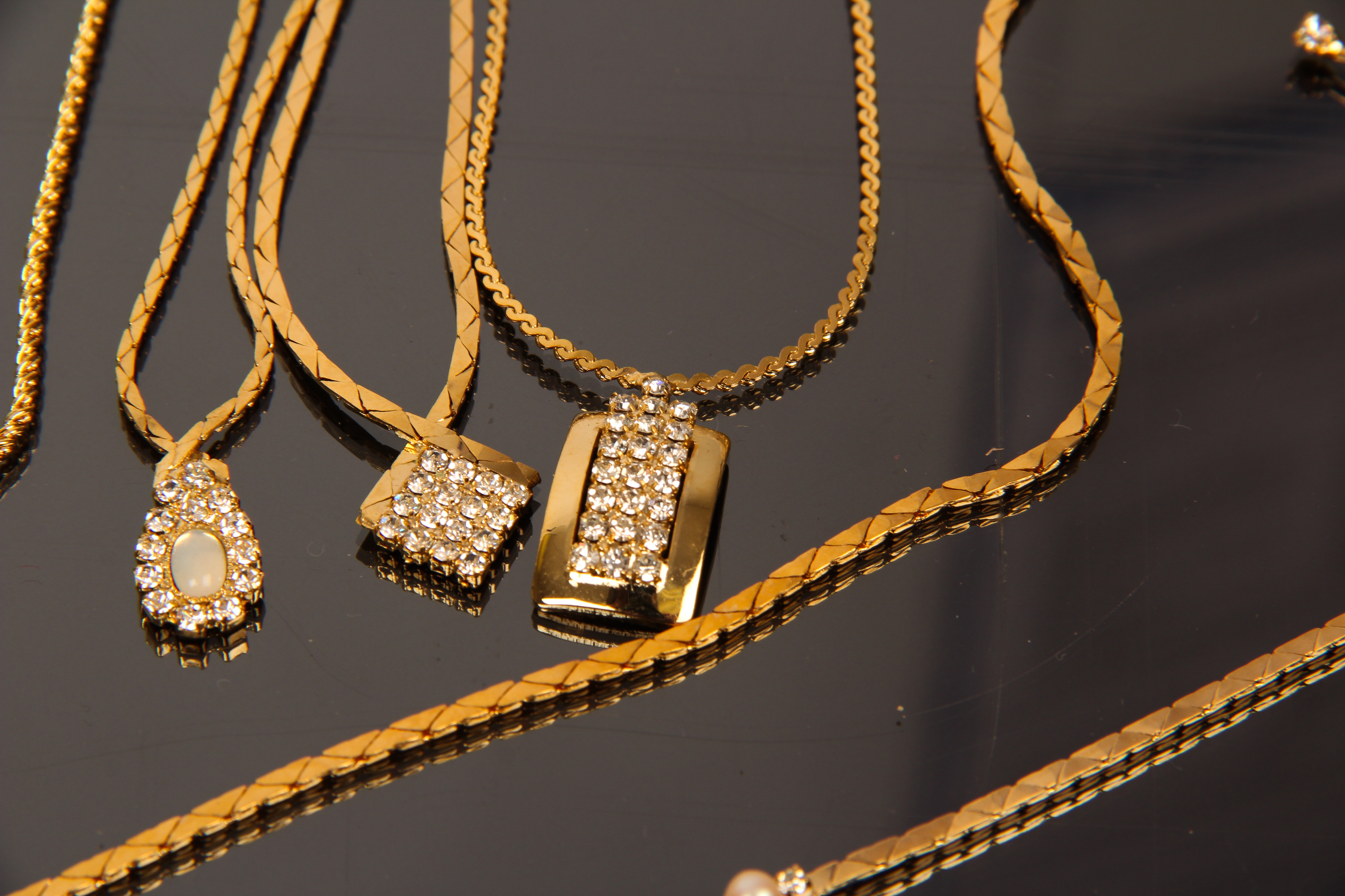 Collection of Vintage Gold Toned Fashion Necklaces