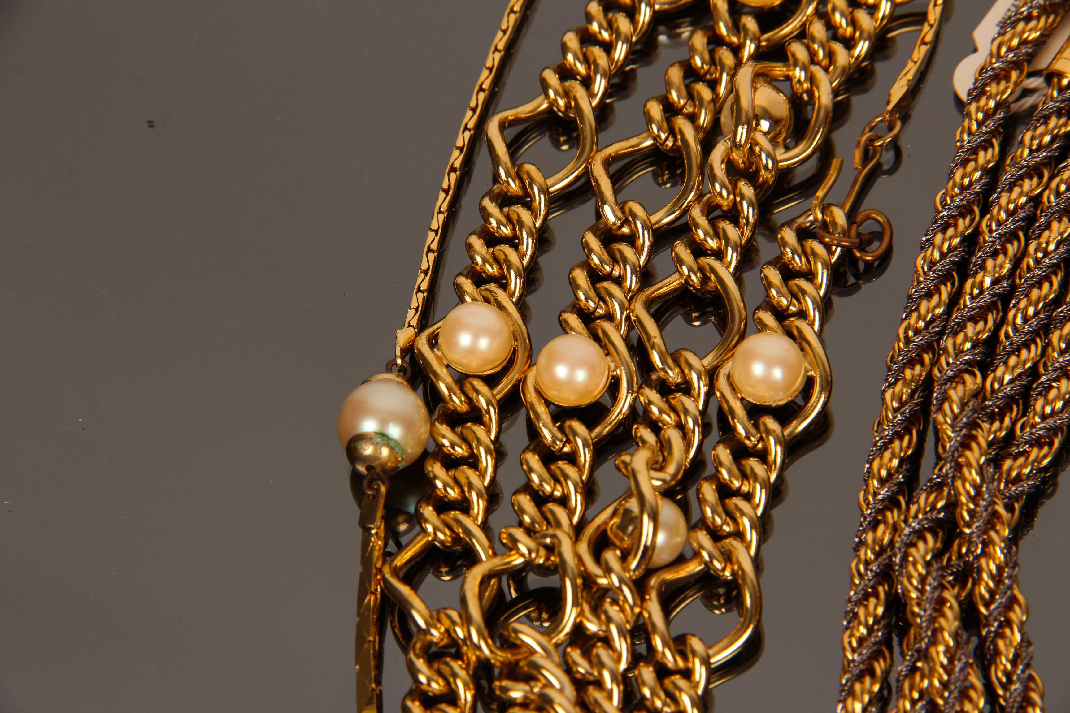 Collection of Vintage Gold Toned Fashion Necklaces