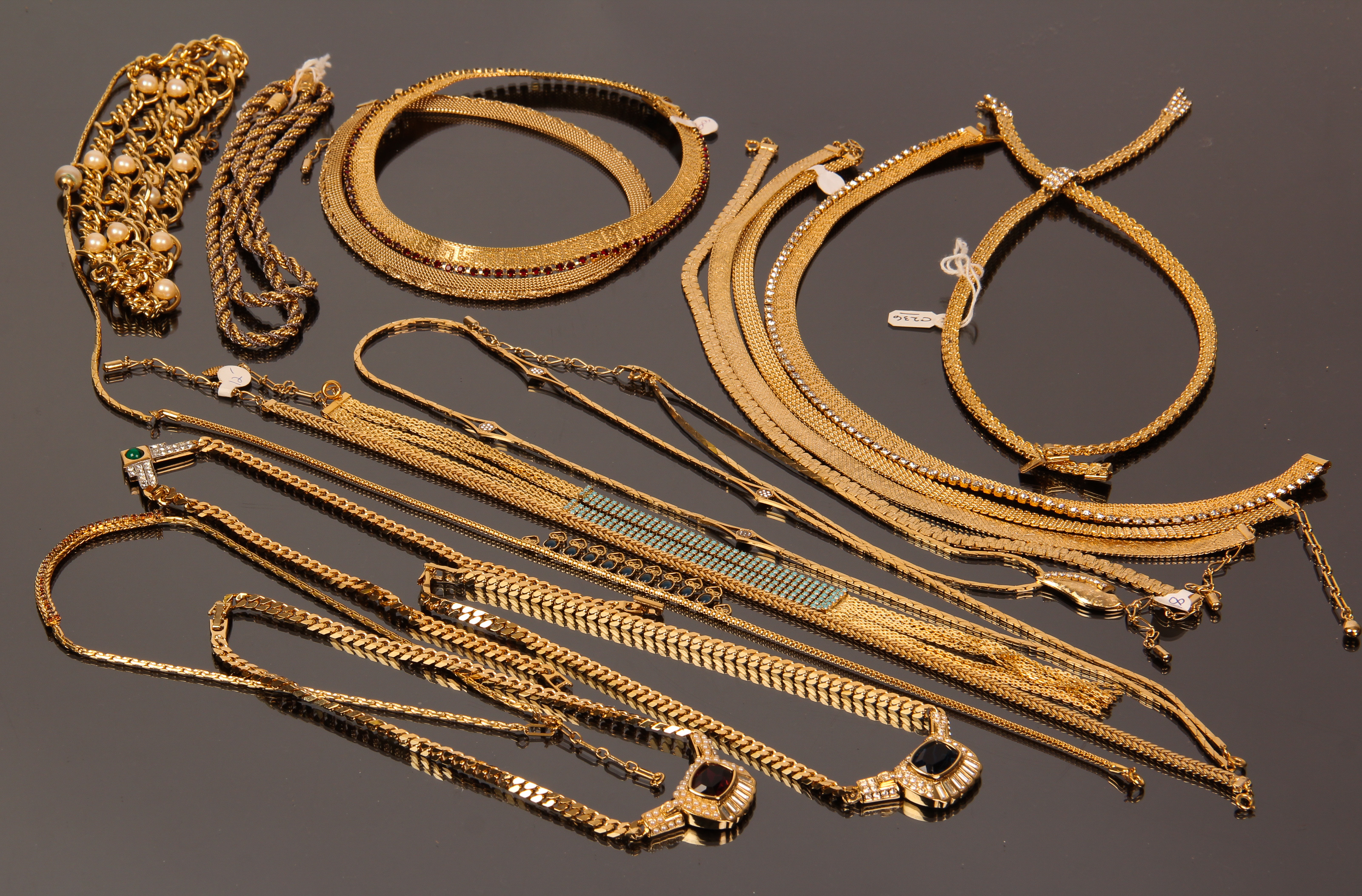 Collection of Vintage Gold Toned Fashion Necklaces