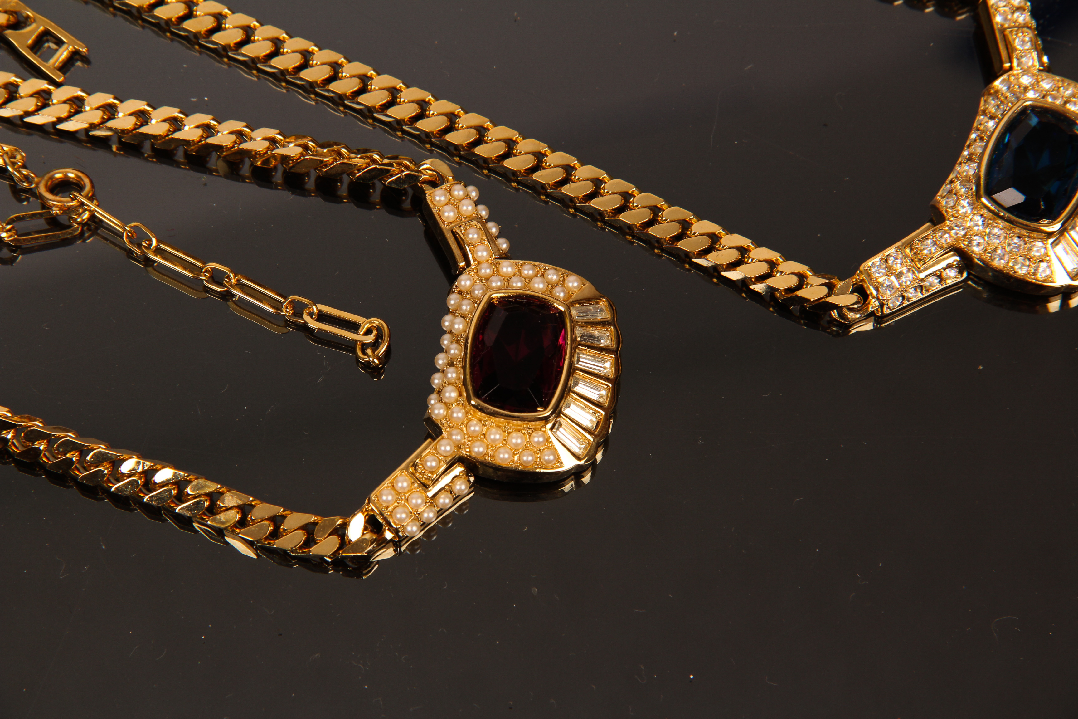 Collection of Vintage Gold Toned Fashion Necklaces