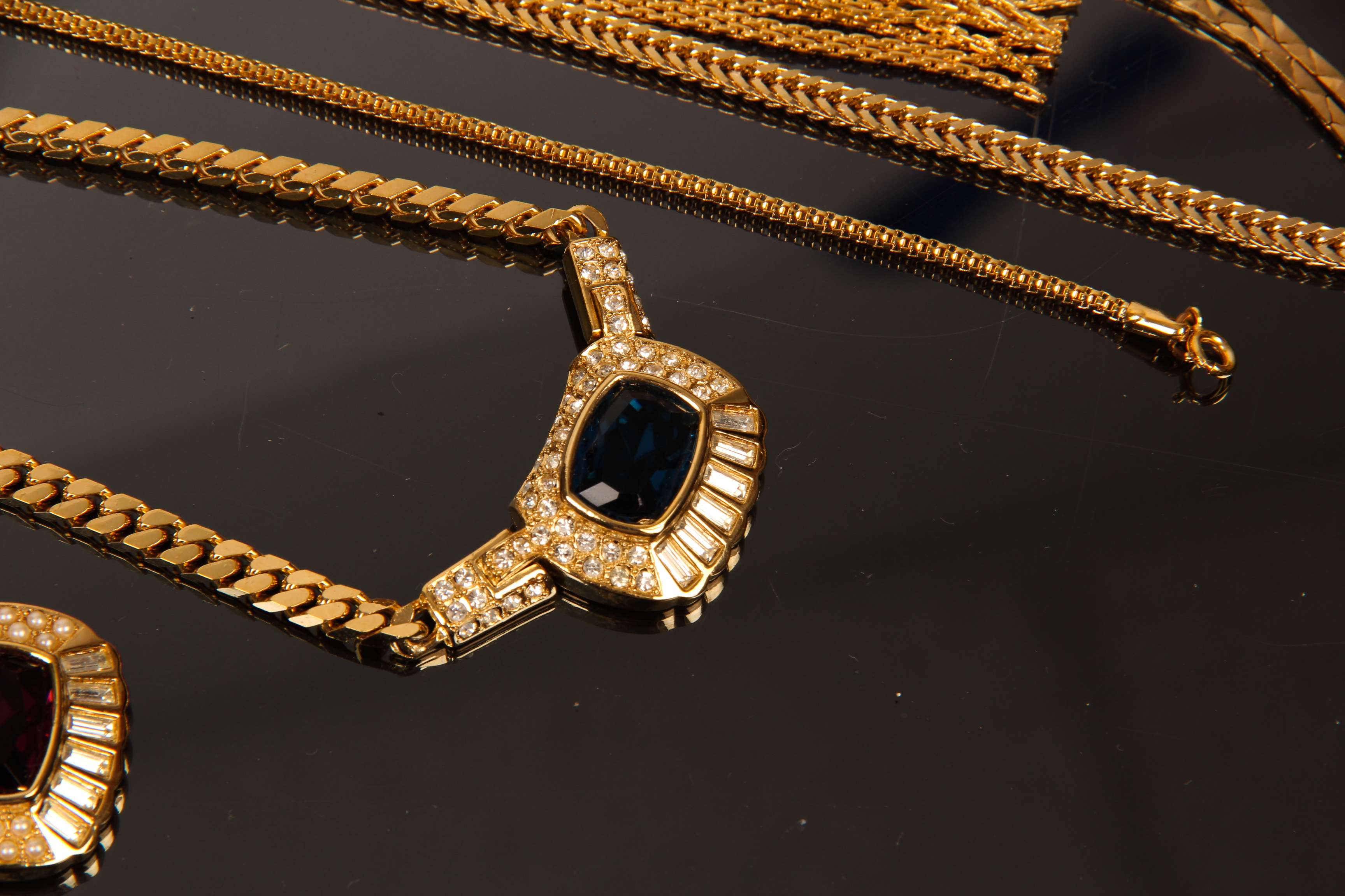 Collection of Vintage Gold Toned Fashion Necklaces