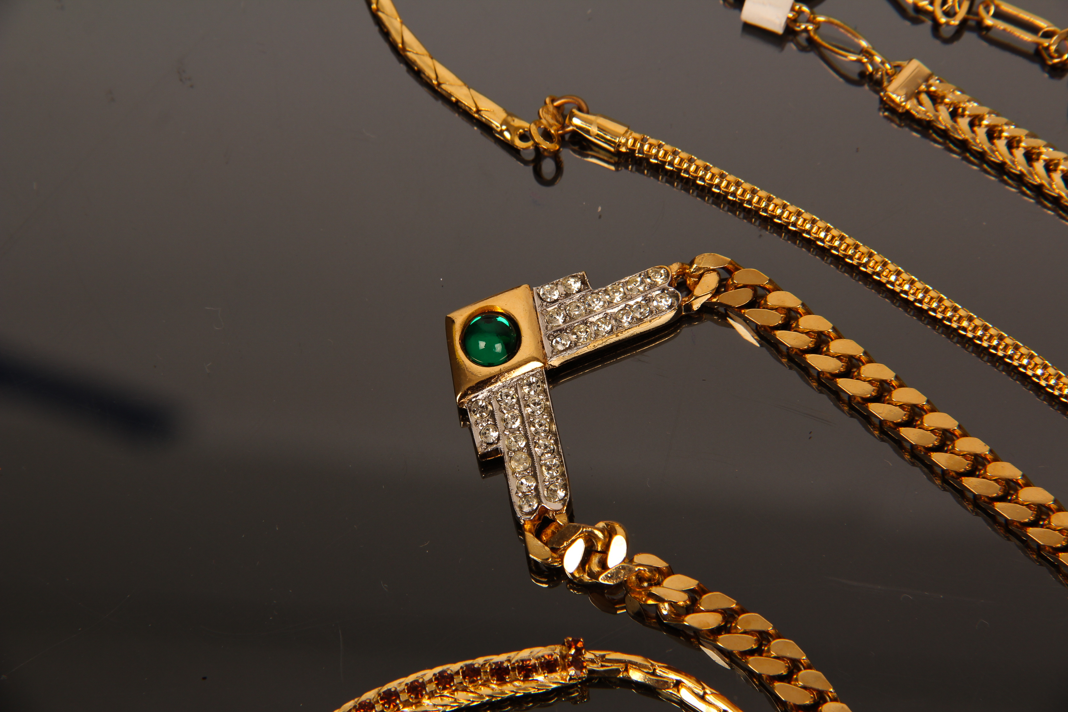 Collection of Vintage Gold Toned Fashion Necklaces