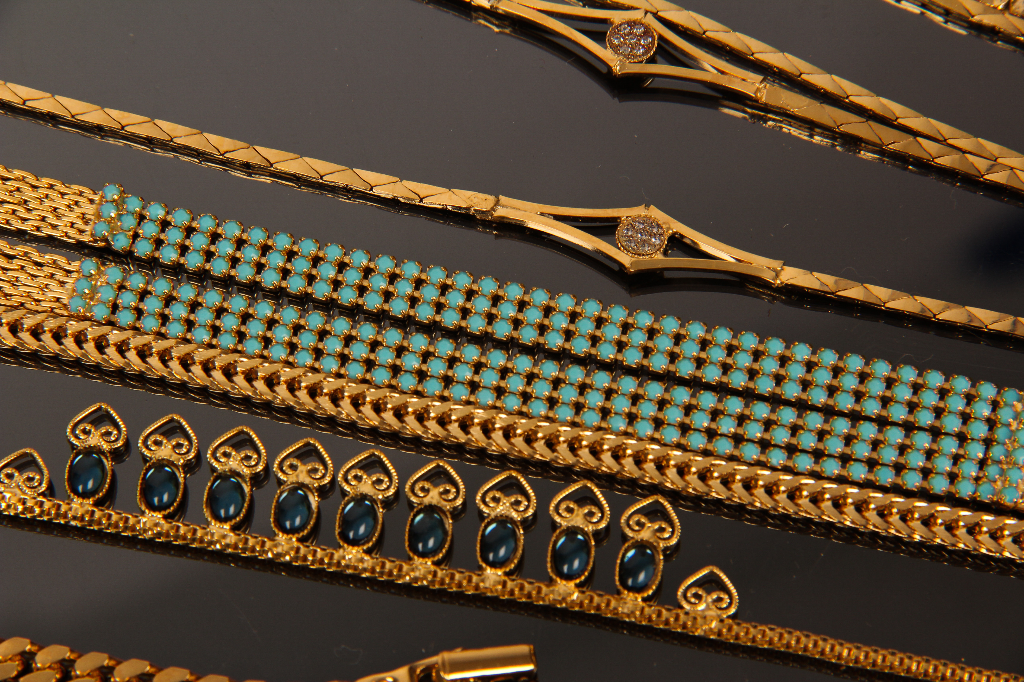 Collection of Vintage Gold Toned Fashion Necklaces