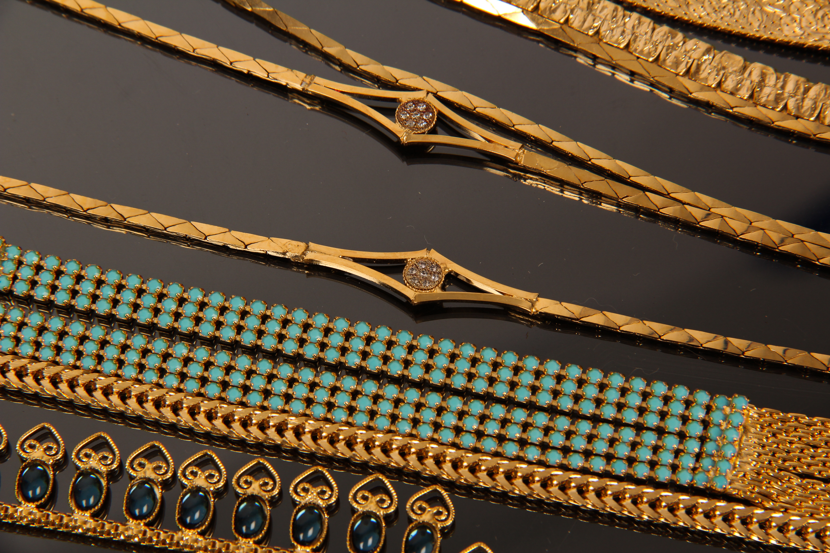 Collection of Vintage Gold Toned Fashion Necklaces