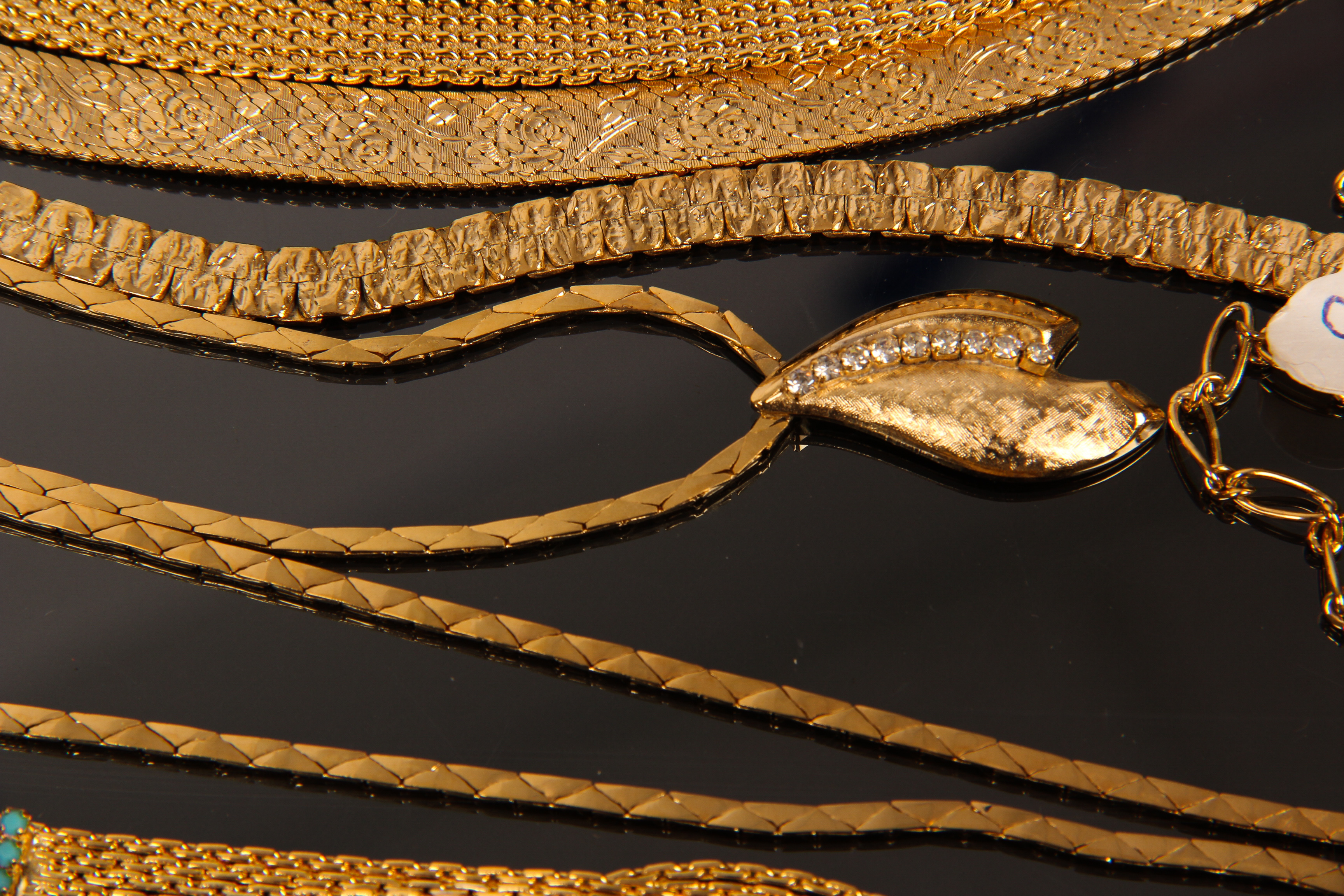 Collection of Vintage Gold Toned Fashion Necklaces