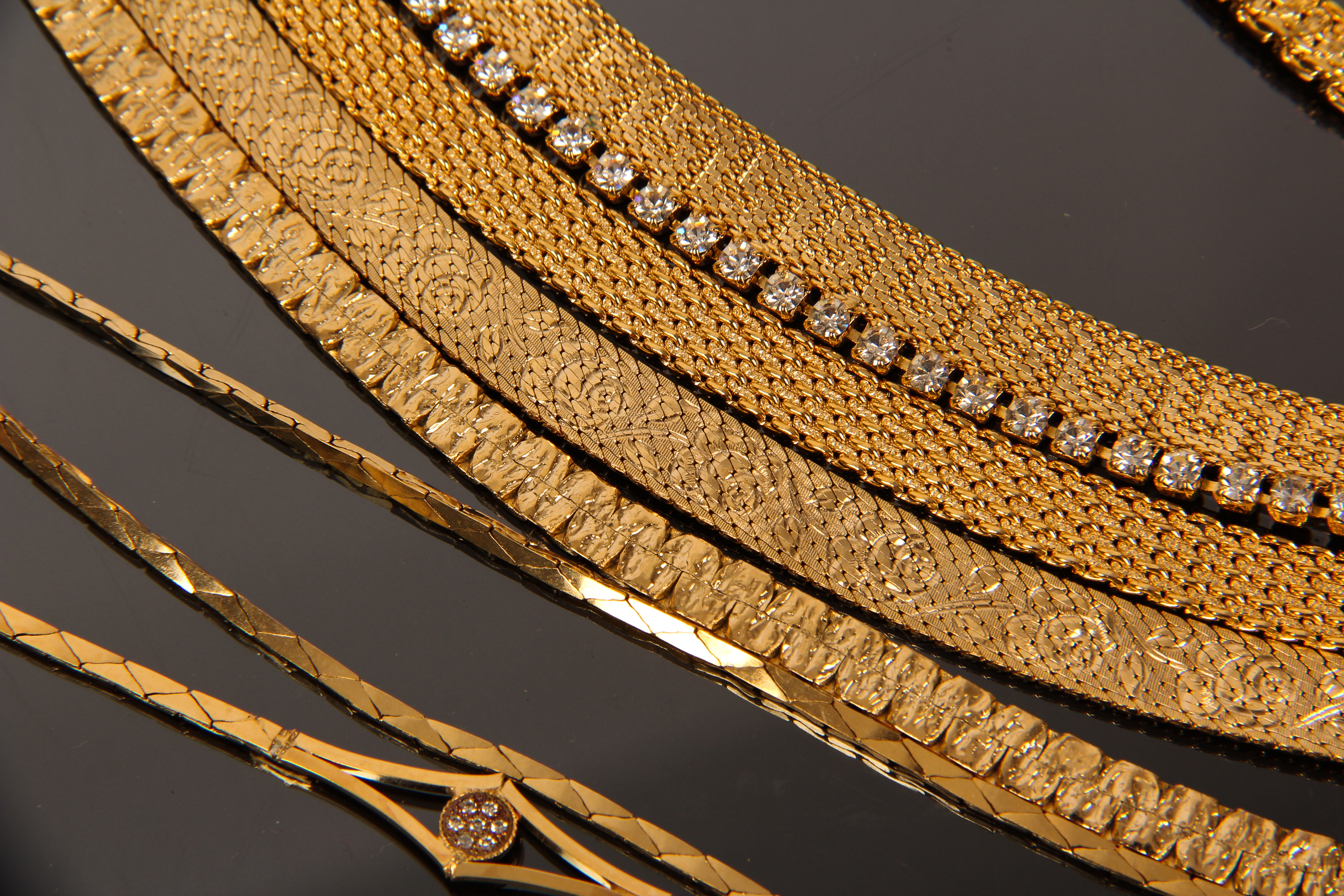 Collection of Vintage Gold Toned Fashion Necklaces