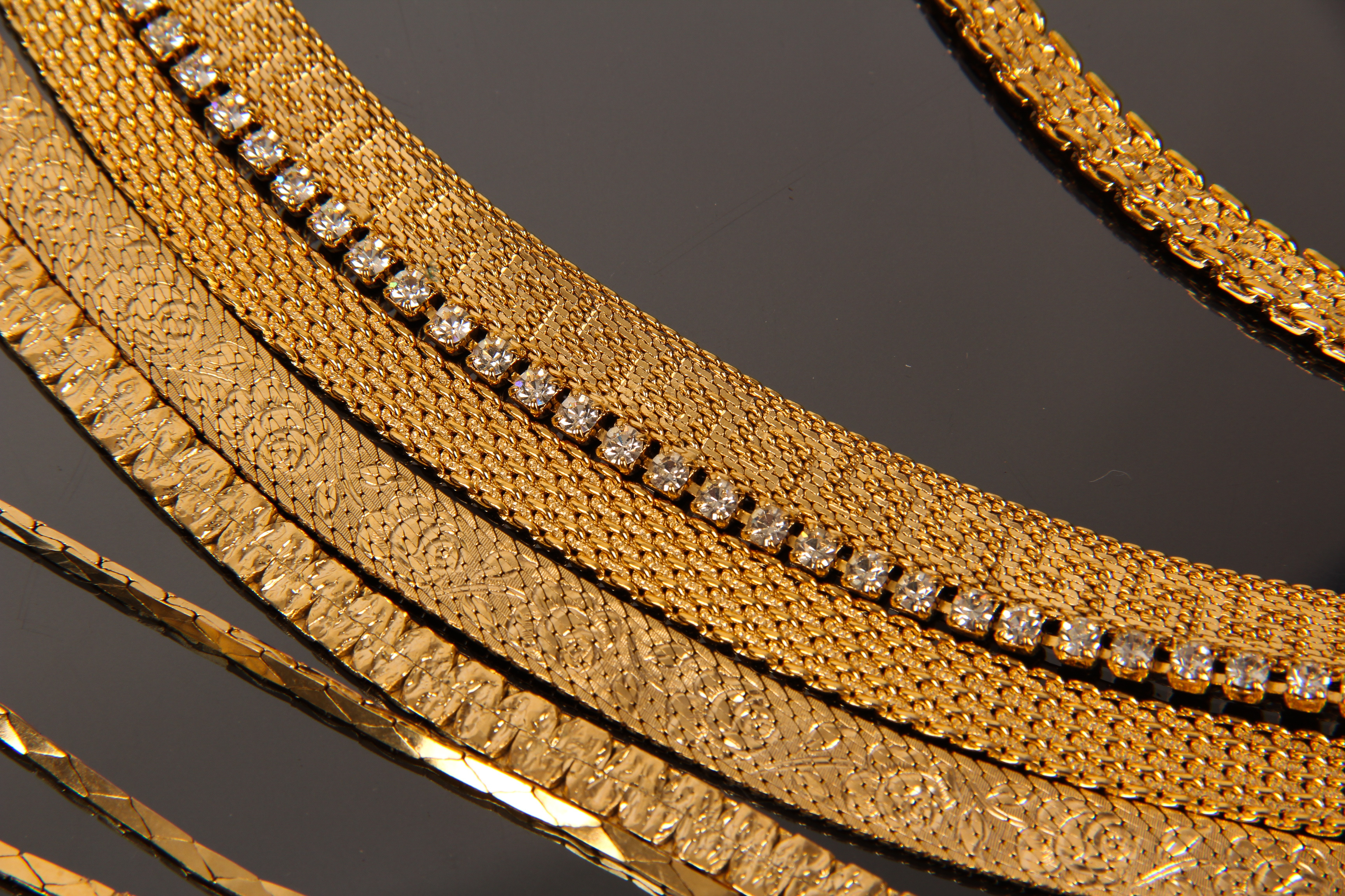 Collection of Vintage Gold Toned Fashion Necklaces