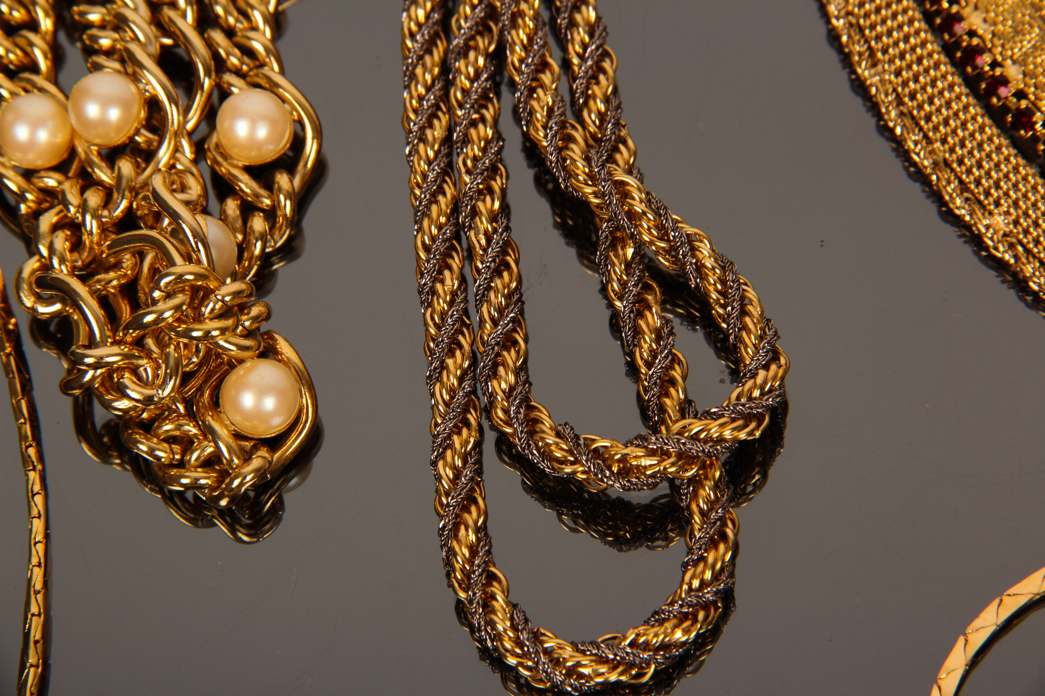 Collection of Vintage Gold Toned Fashion Necklaces