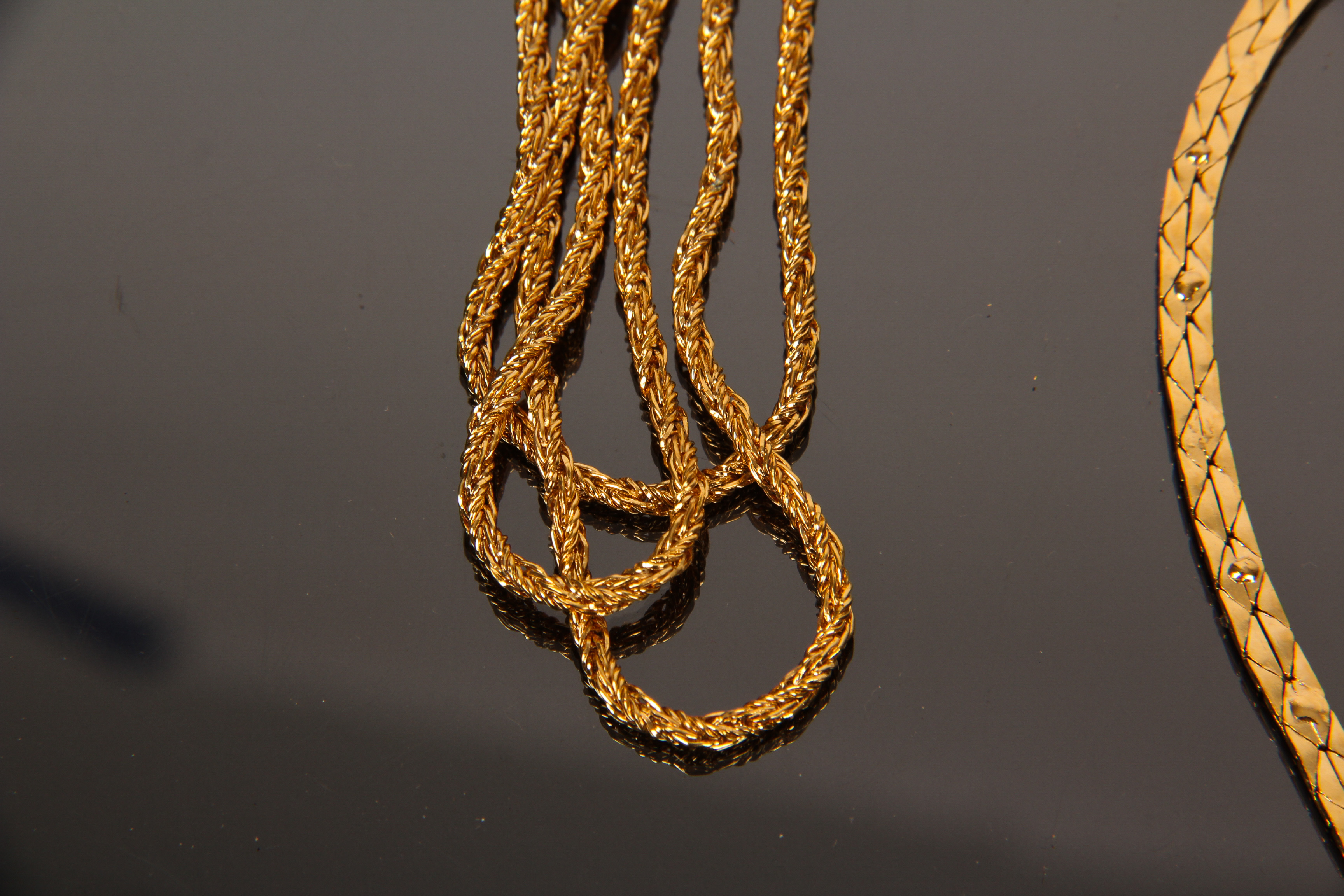 Assortment of Vintage Gold Tone Fashion Necklaces