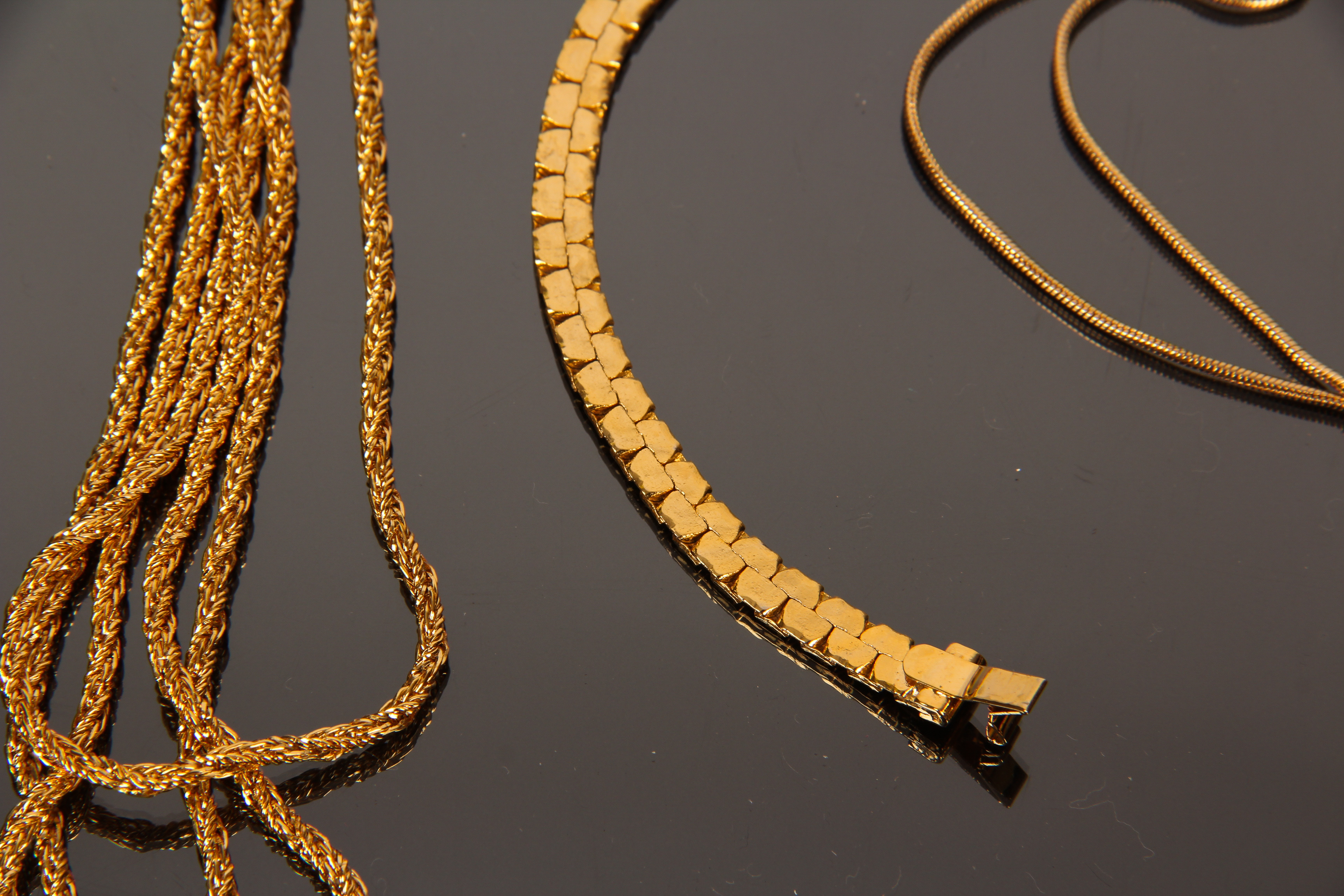 Assortment of Vintage Gold Tone Fashion Necklaces