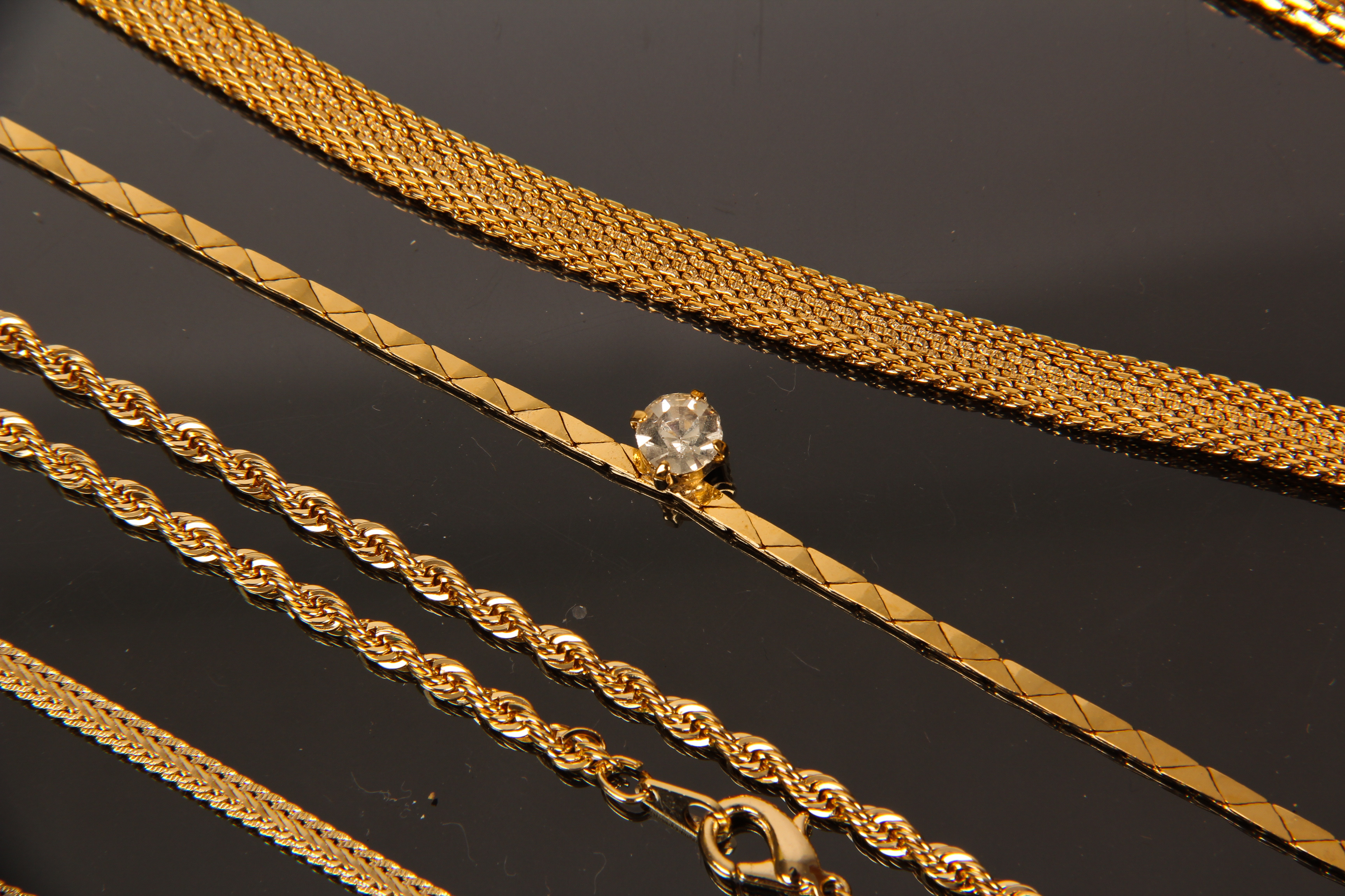 Assortment of Vintage Gold Tone Fashion Necklaces